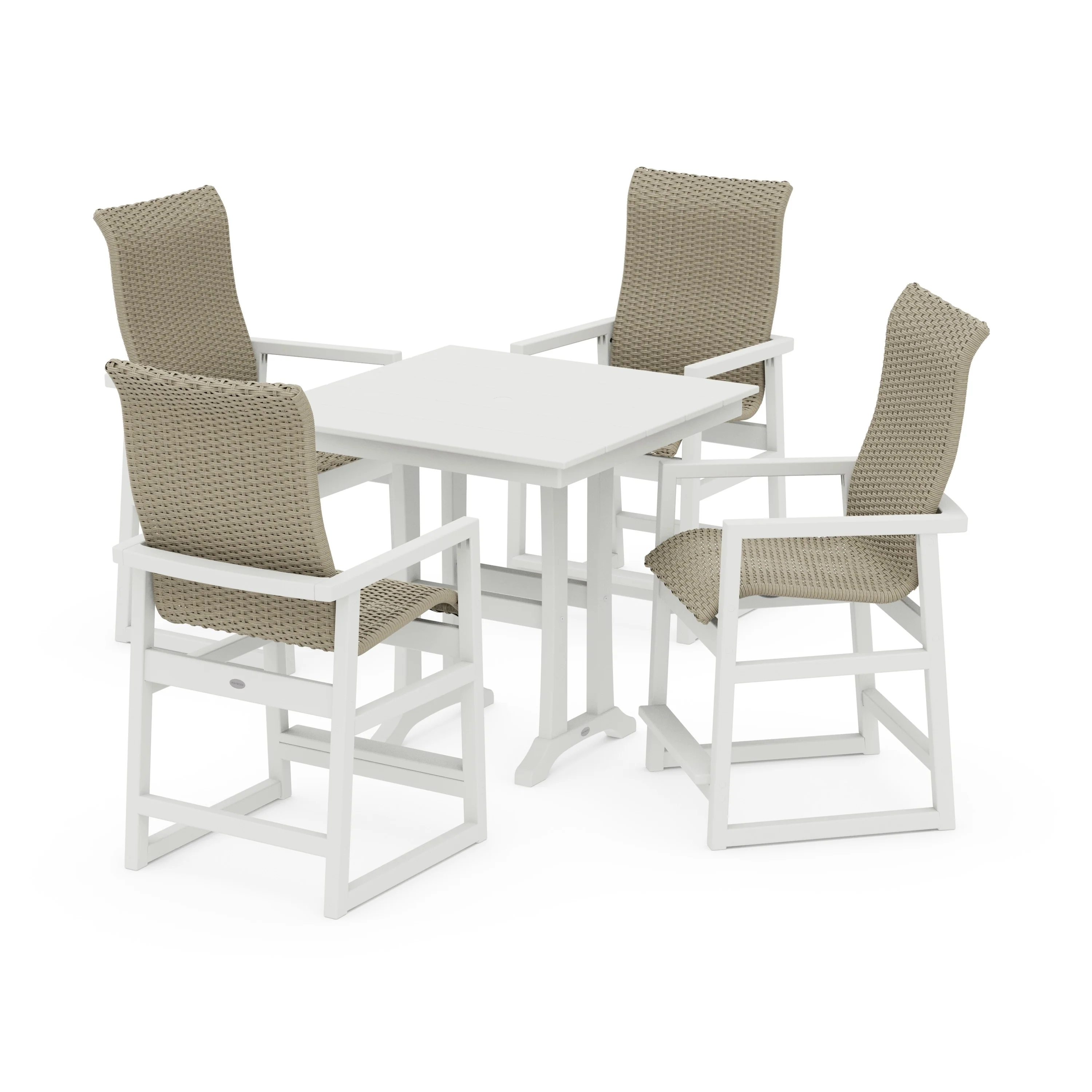 EDGE Woven Highback 5-Piece Farmhouse Counter Set with Trestle Legs