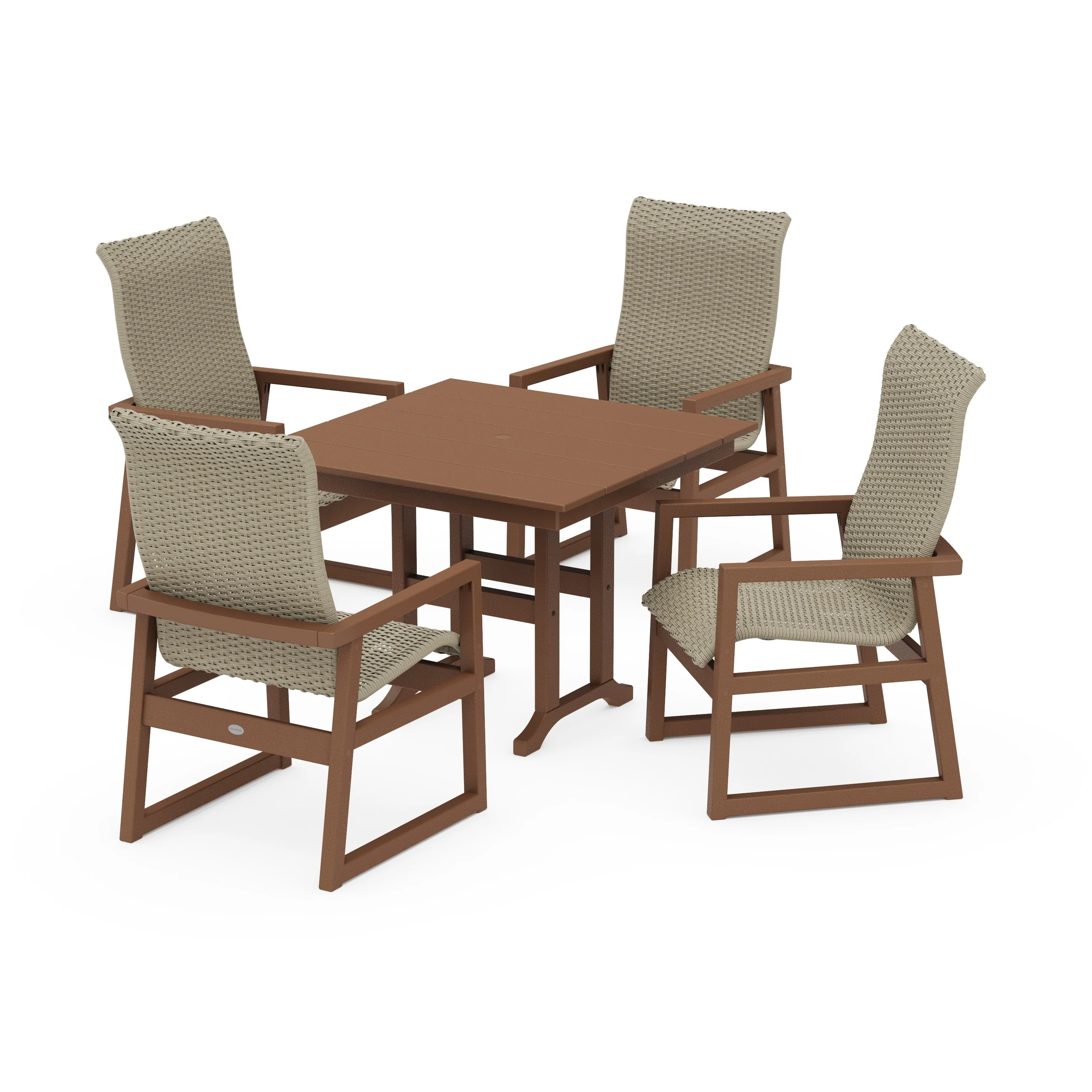 EDGE Woven Highback 5-Piece Farmhouse Dining Set