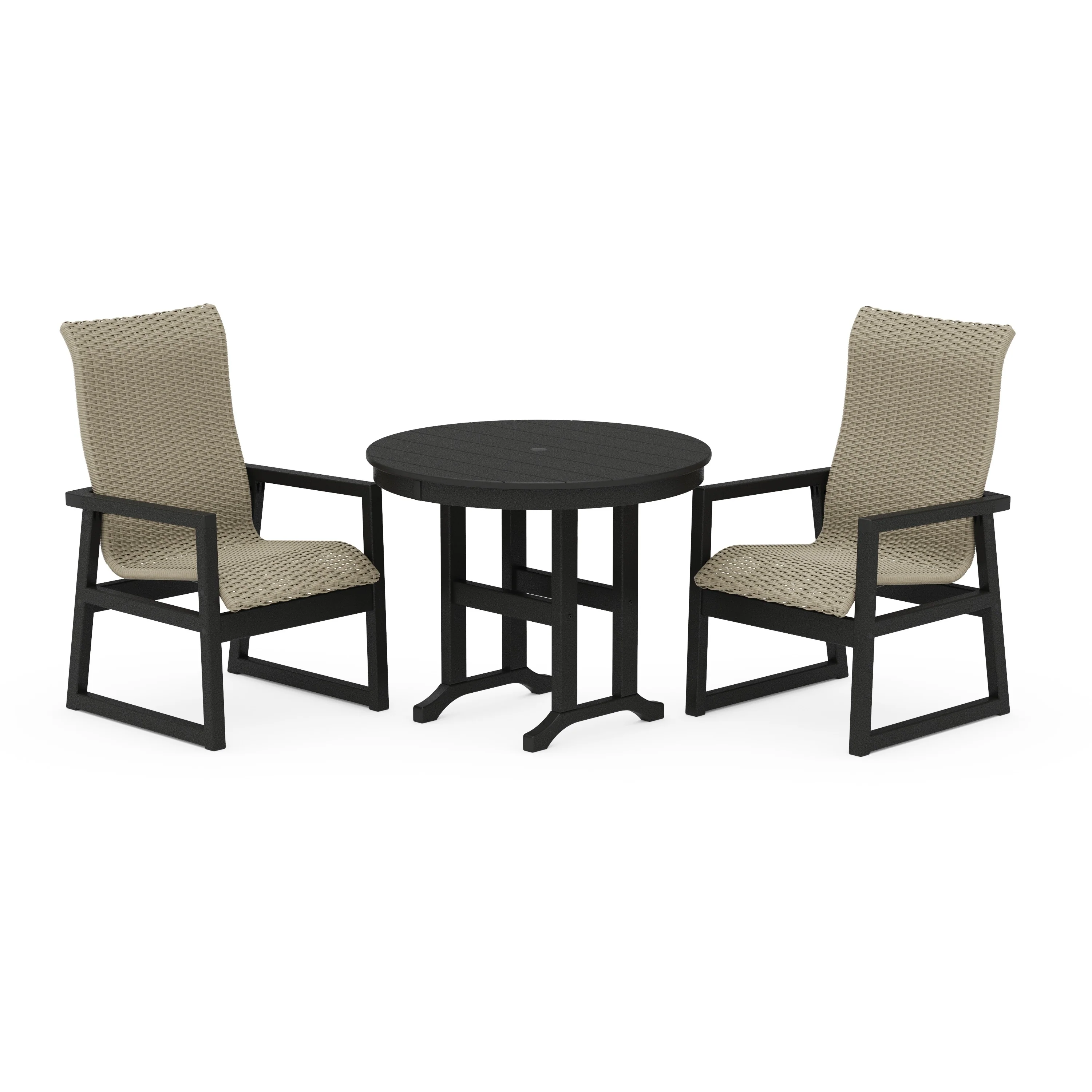 EDGE Woven Highback 3-Piece Farmhouse Dining Set