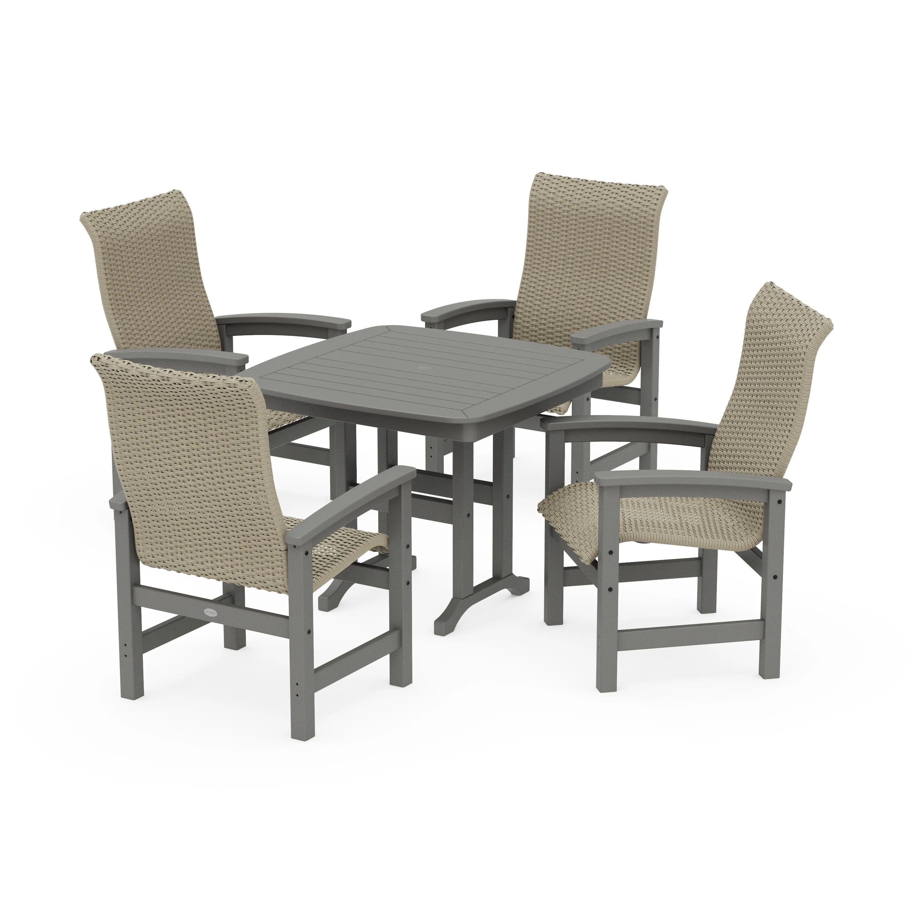 Coastal Woven High-Back 5-Piece Dining Set