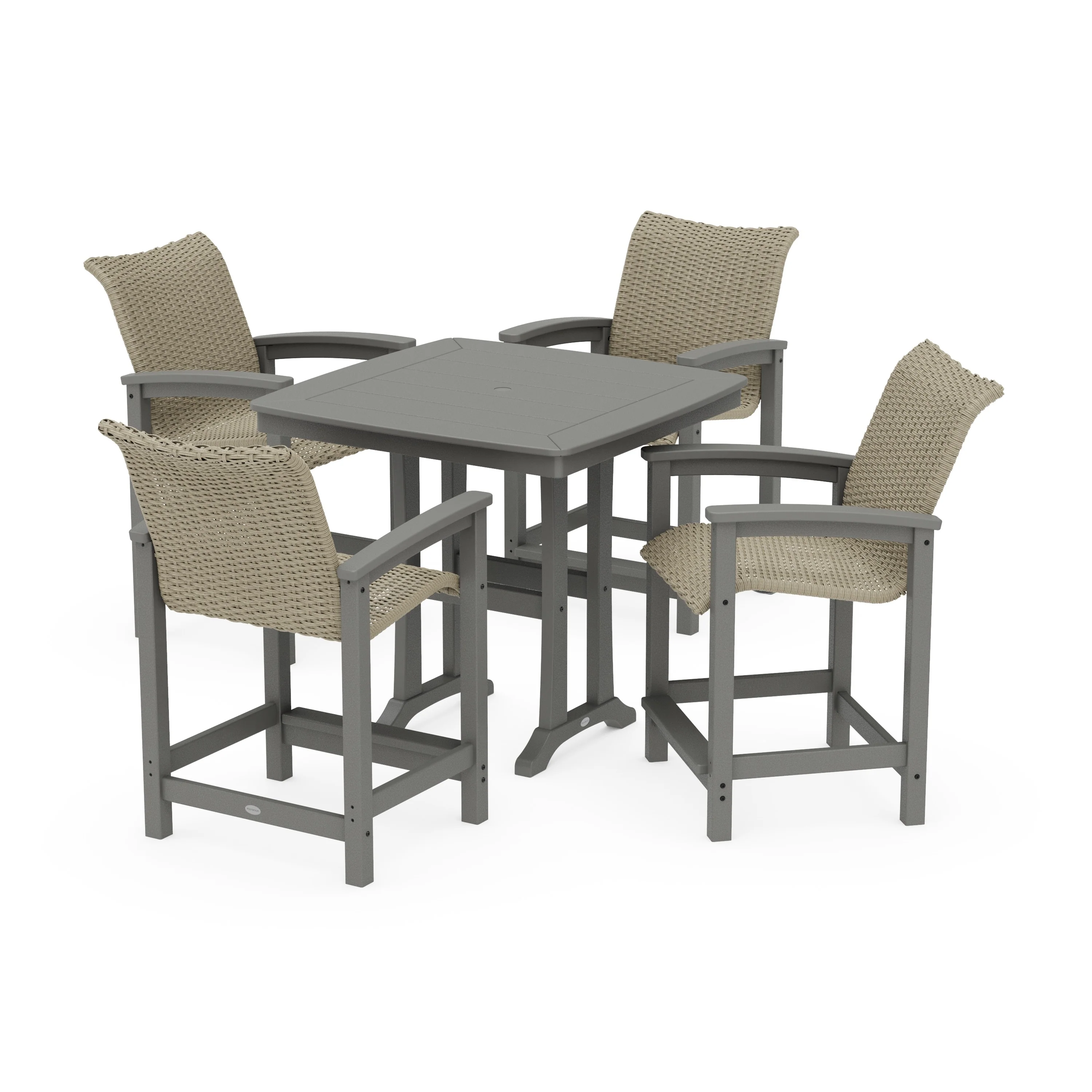 Coastal Woven 5-Piece Counter Set with Trestle Legs