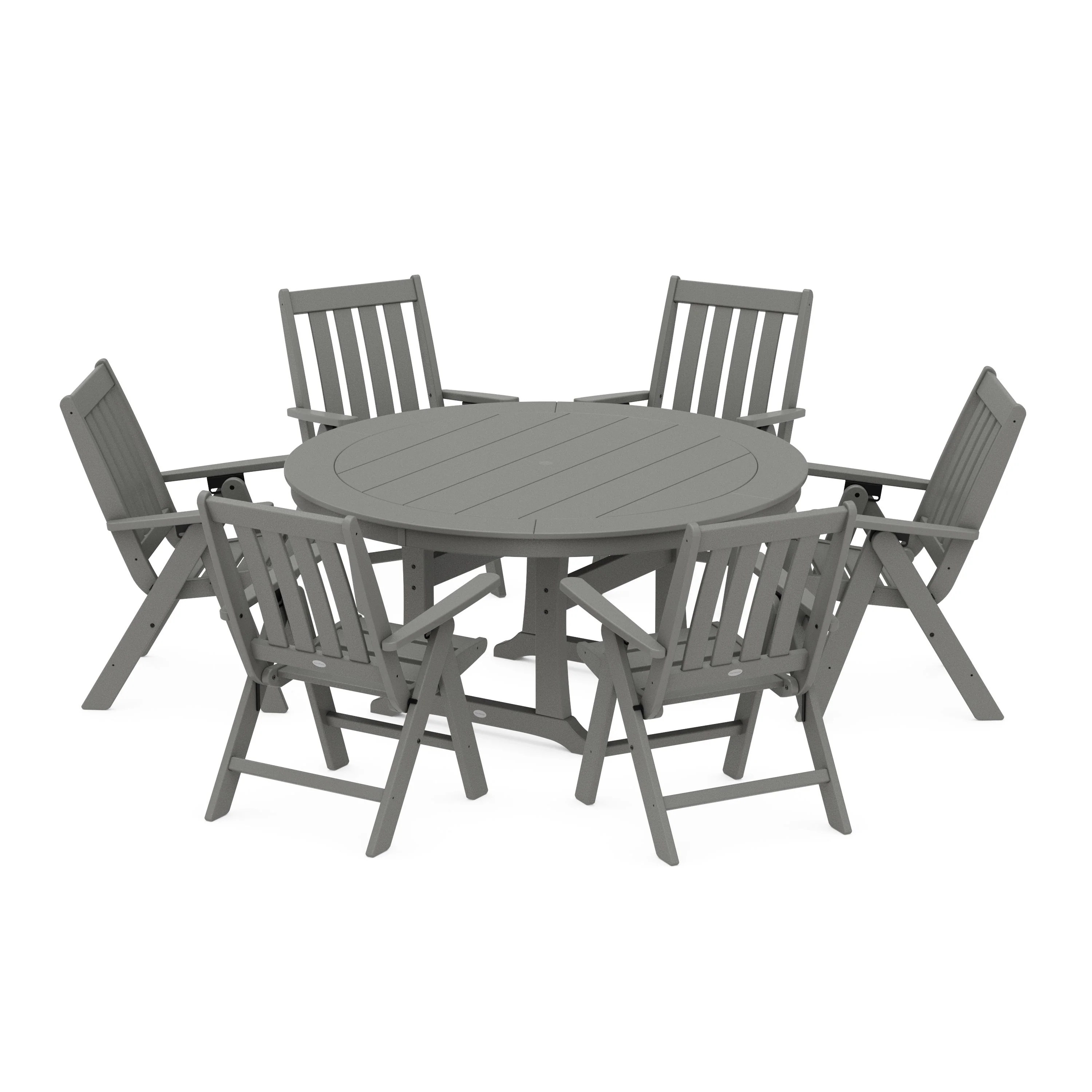 Vineyard Folding 7-Piece Side Chair Round Dining Set
