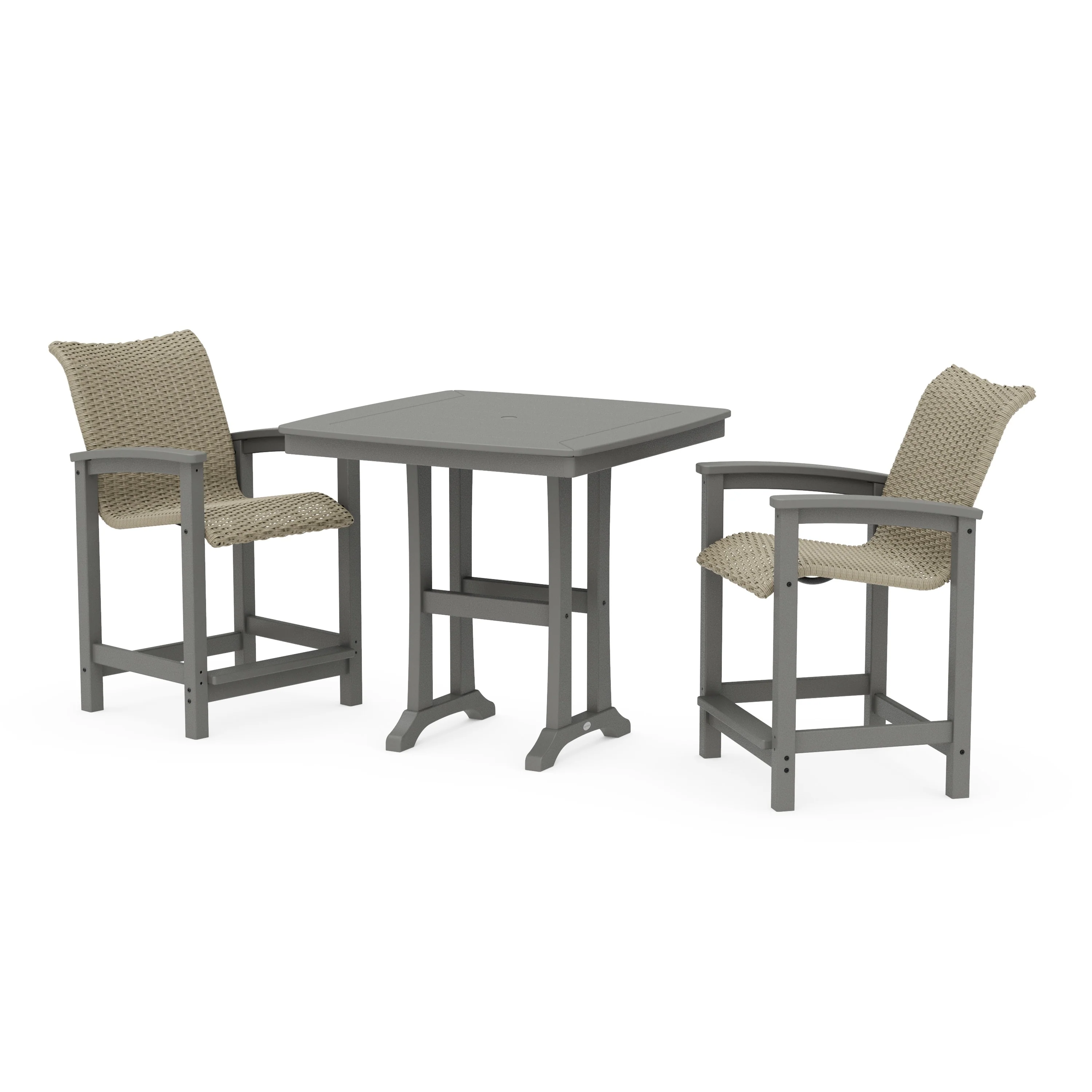 Coastal Woven 3-Piece Counter Set with Trestle Legs