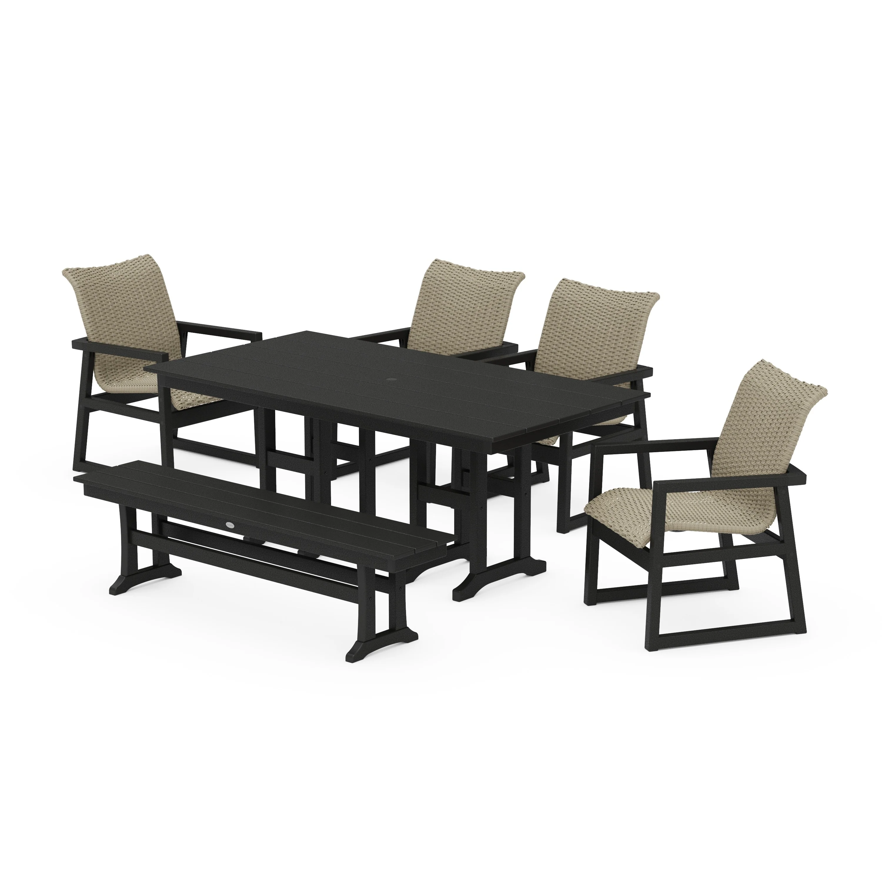 EDGE Woven 6-Piece Farmhouse Dining Set with Bench