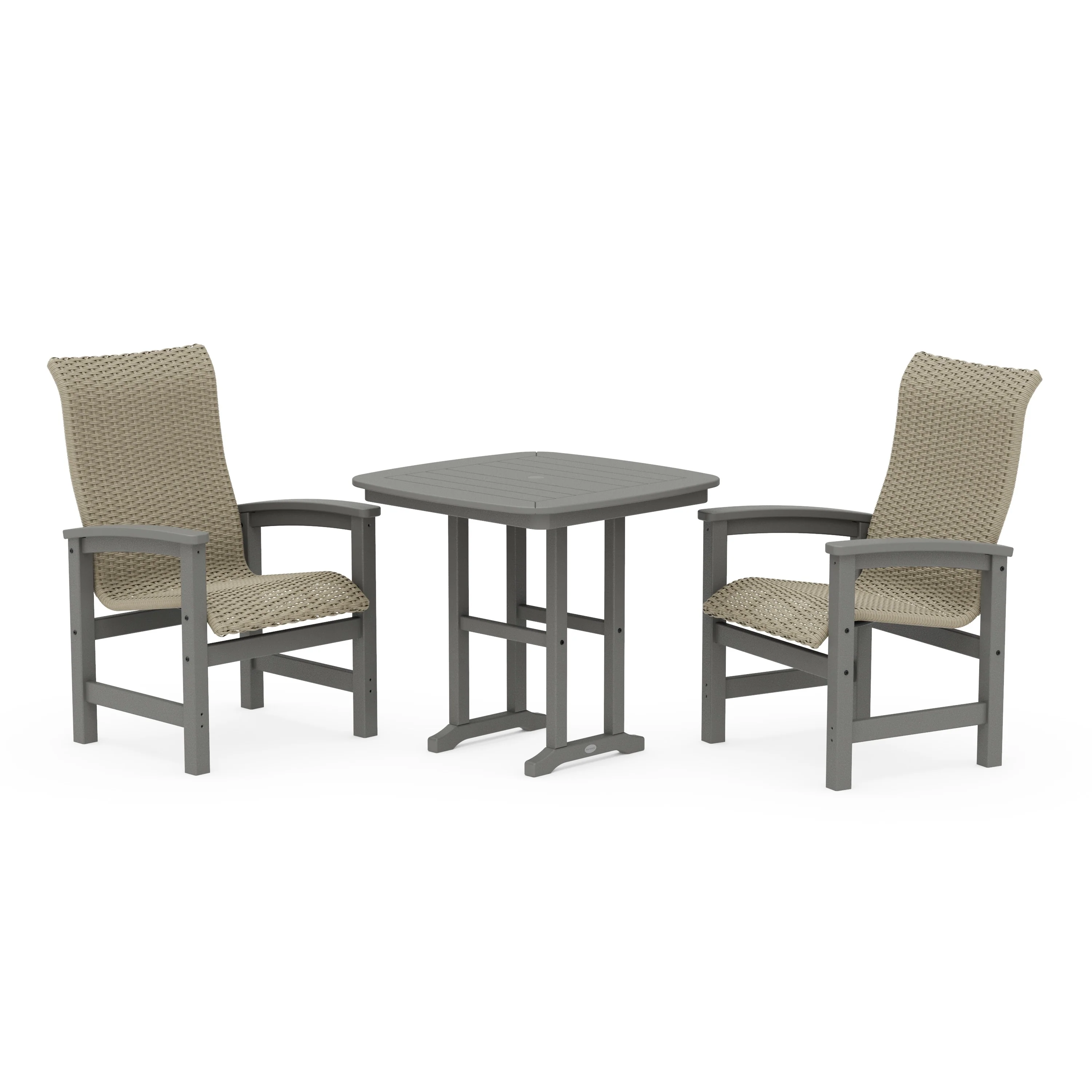 Coastal Woven High-Back 3-Piece Dining Set