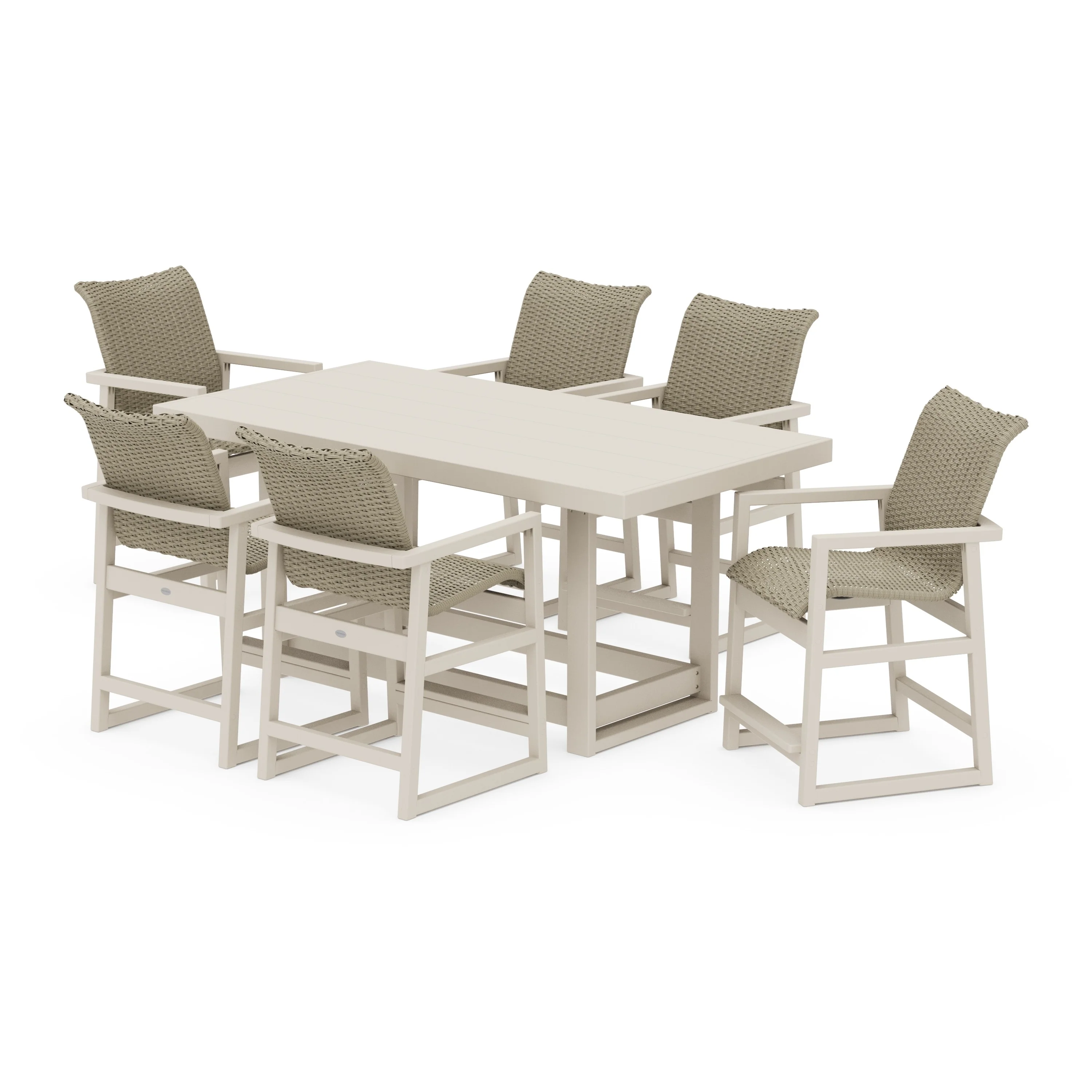 EDGE Woven Arm Chair 7-Piece Counter Set