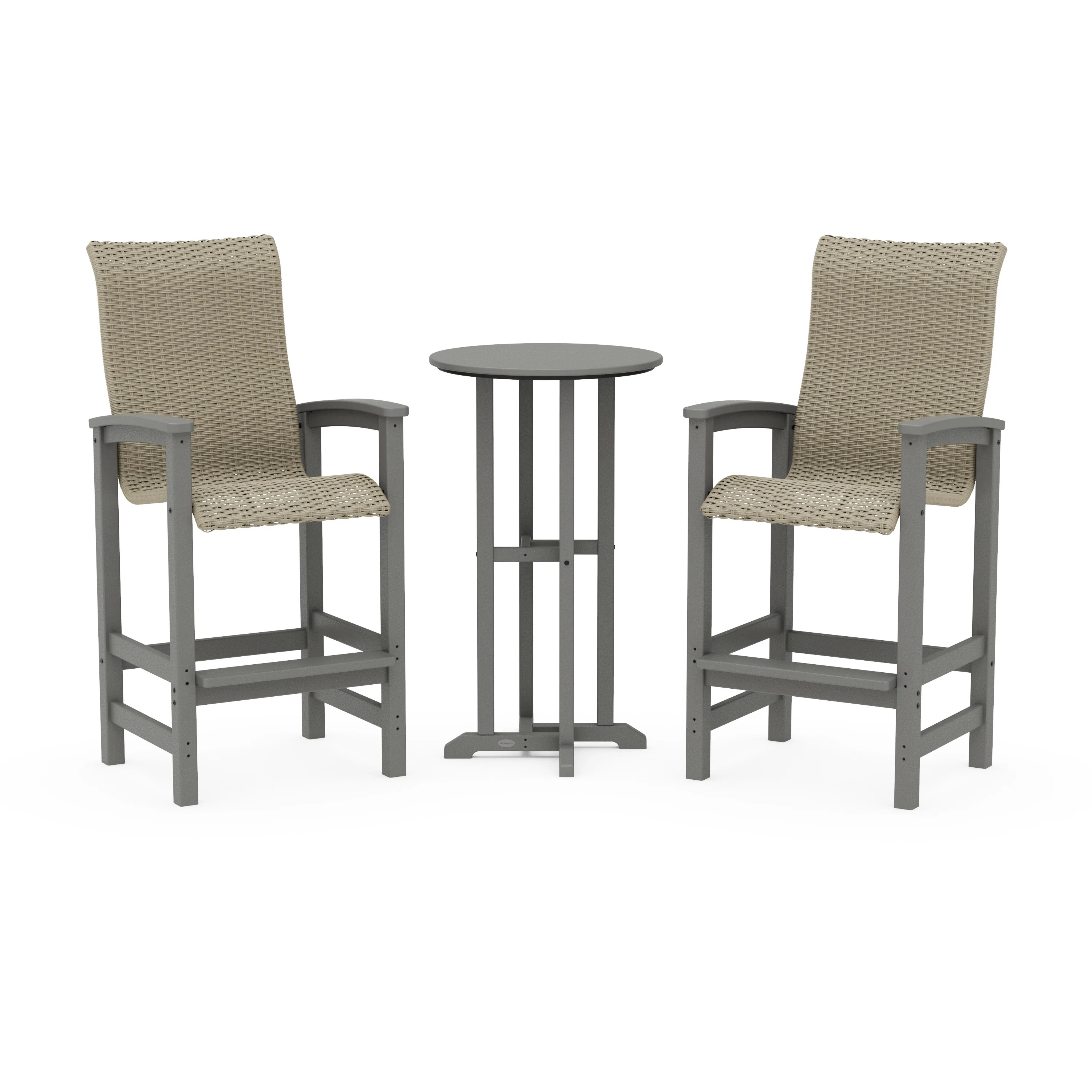 Coastal Woven High-Back 3-Piece Farmhouse Bar Set