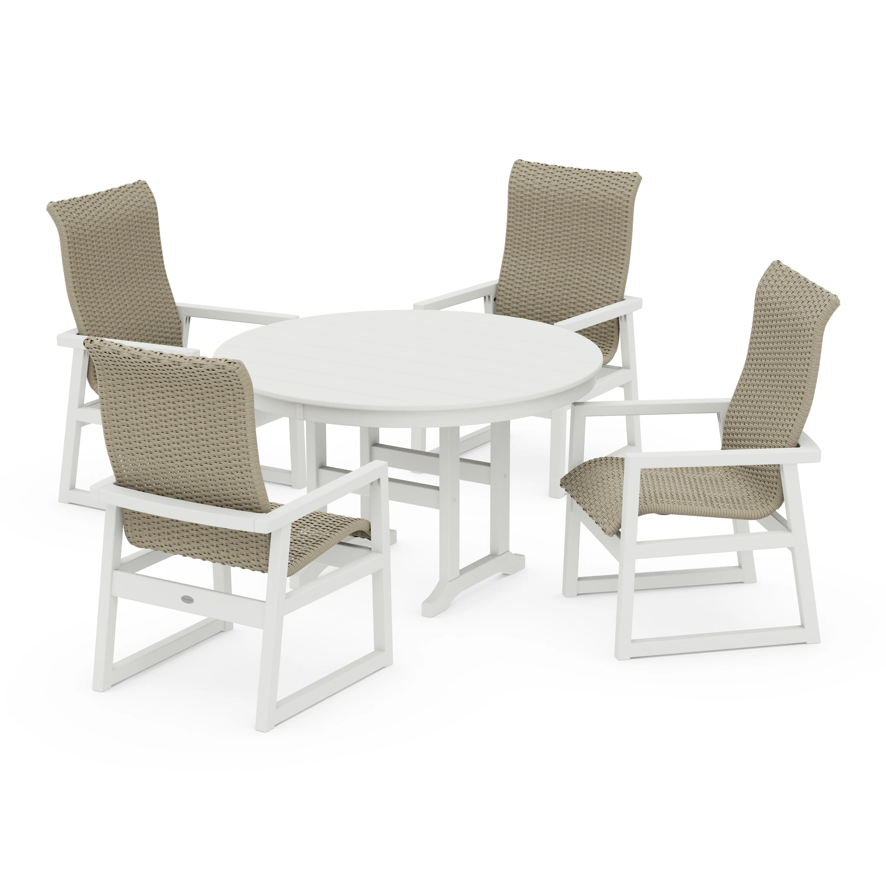 EDGE Woven Highback 5-Piece Round Farmhouse Dining Set