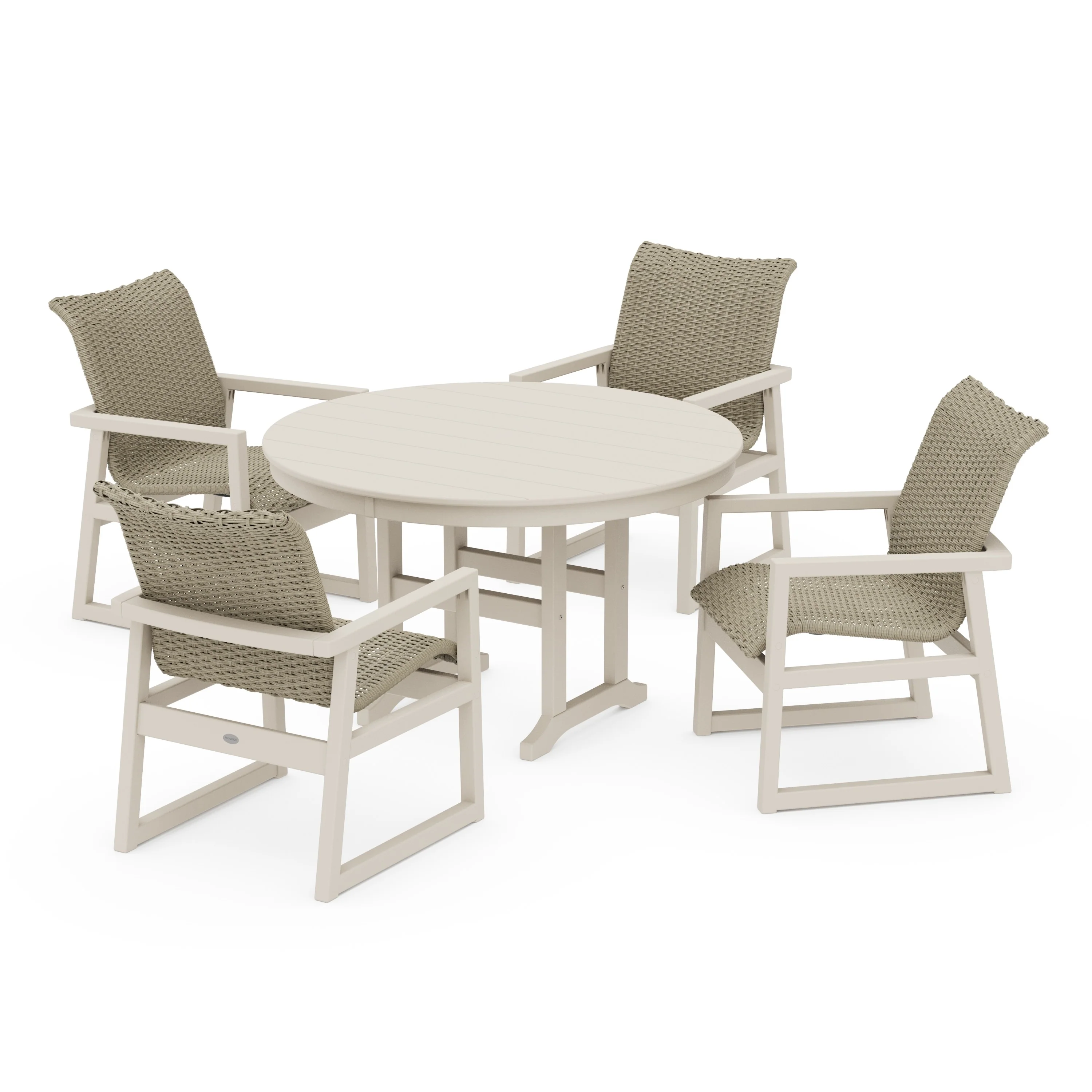 EDGE Woven 5-Piece Round Farmhouse Dining Set
