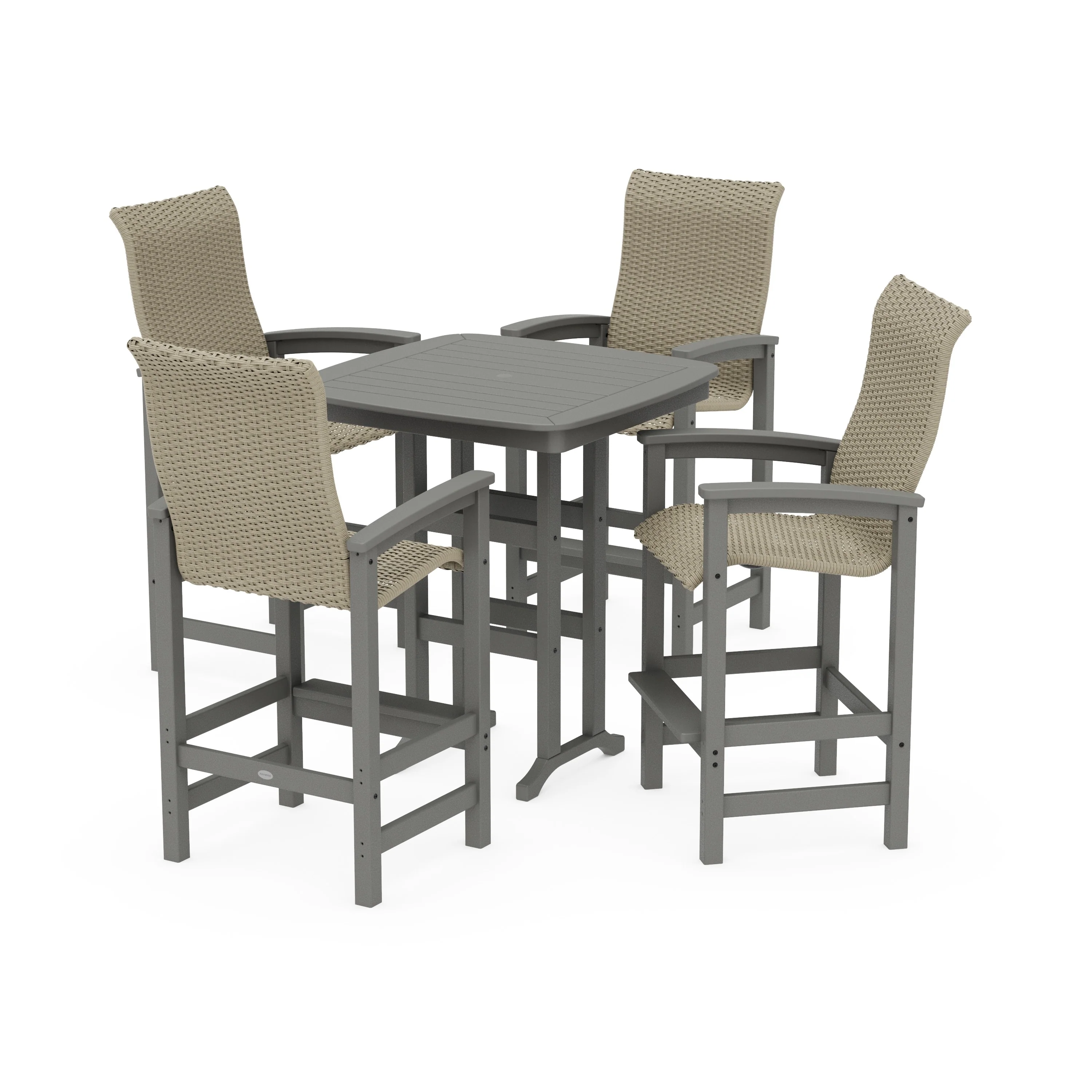Coastal Woven High-Back 5-Piece Bar Set