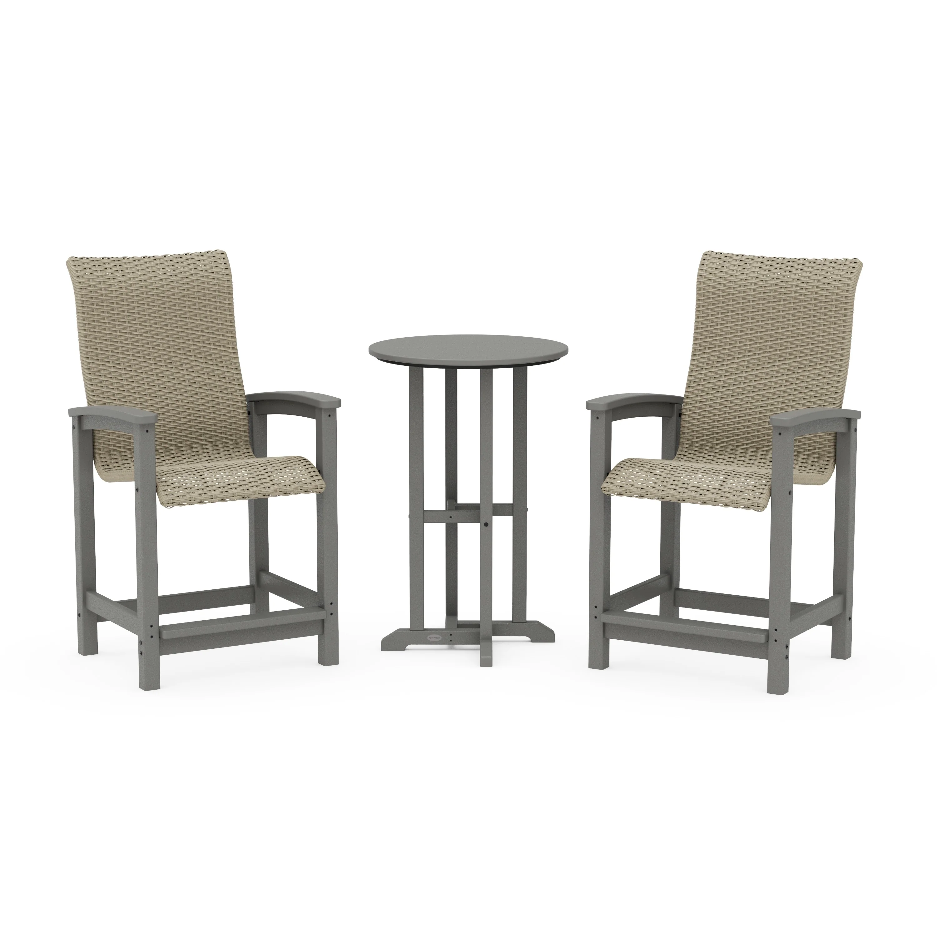 Coastal Woven High-Back 3-Piece Farmhouse Counter Set