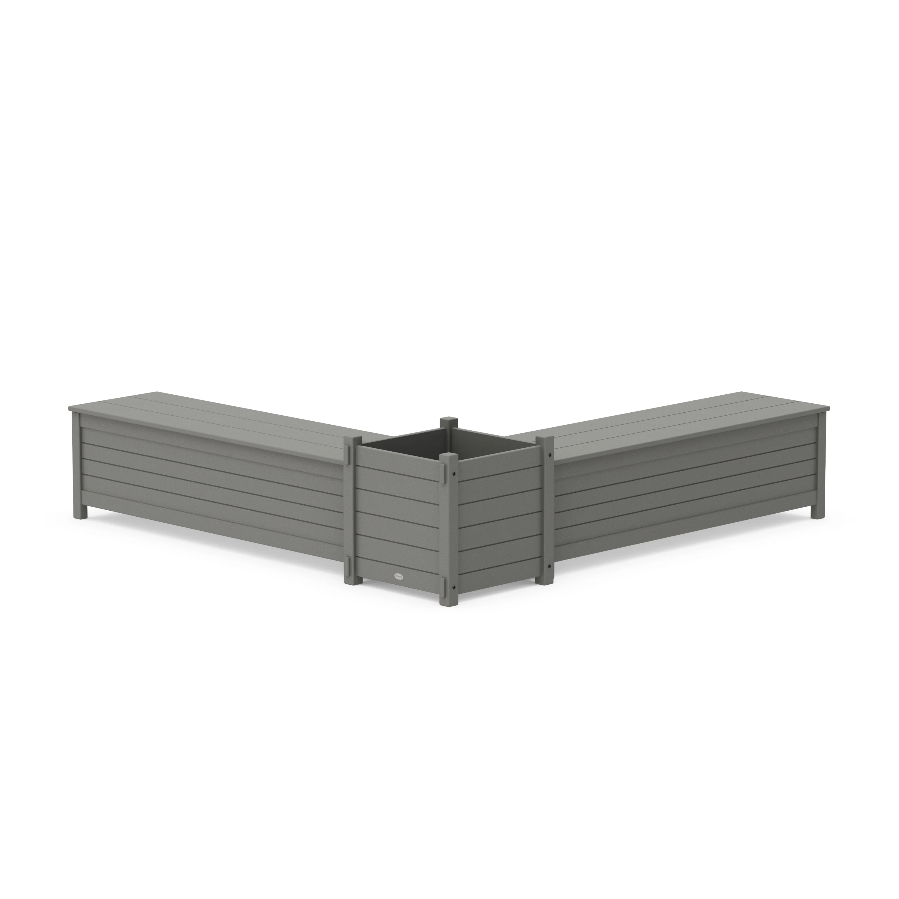 60 Nautical L- Shaped Planter Storage Bench Set- Large