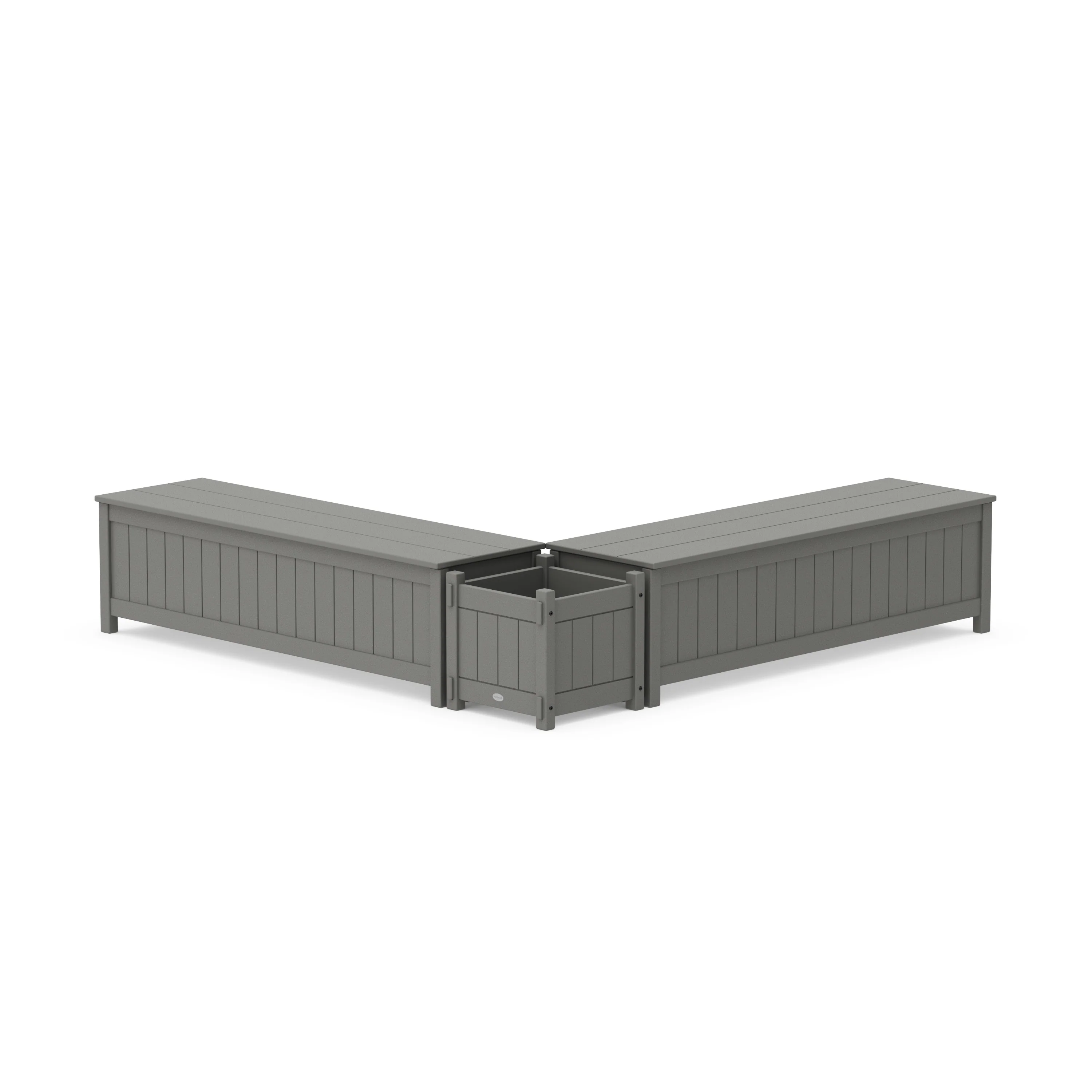 60 Vineyard L- Shaped Planter Storage Bench Set