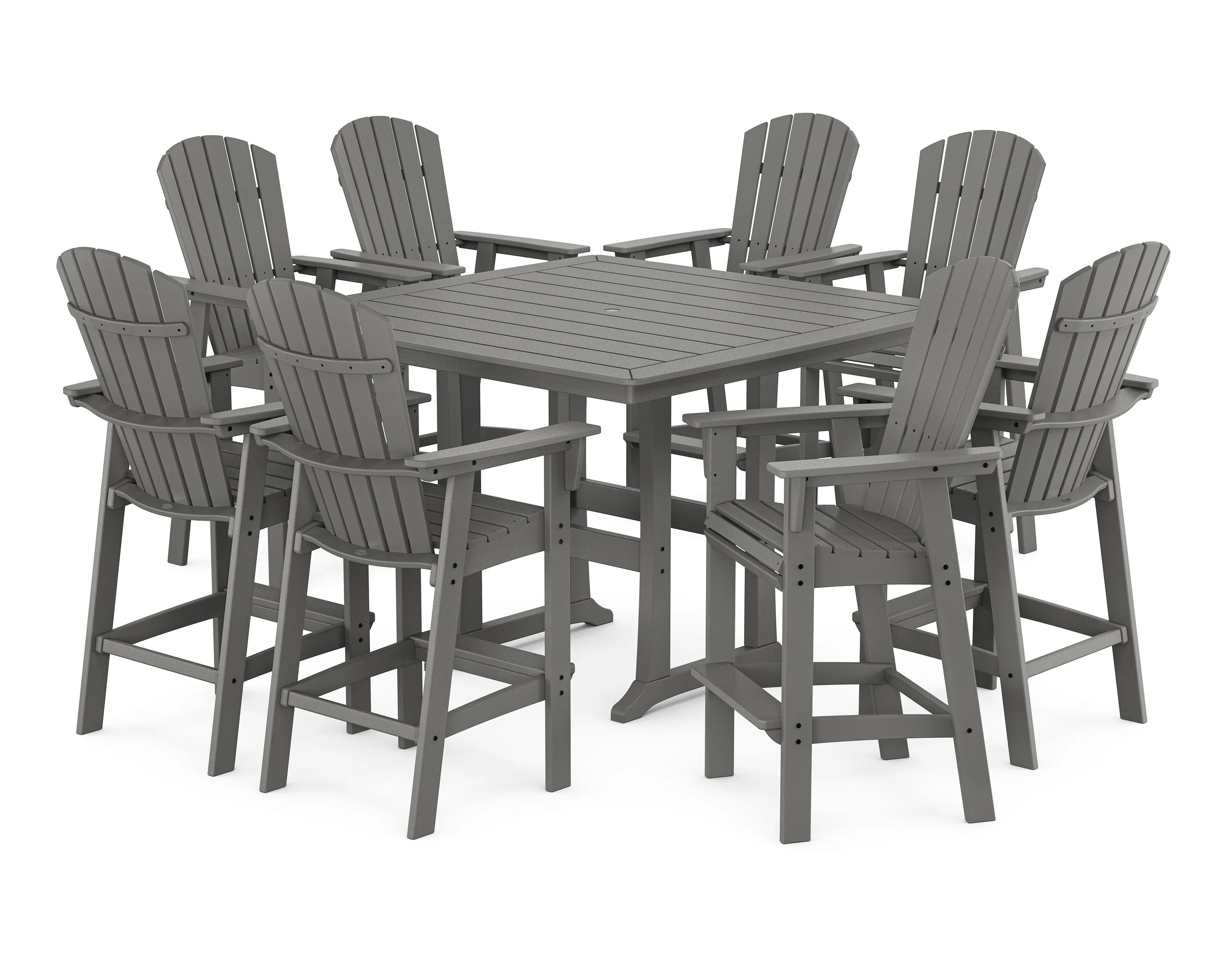 Nautical Curveback Adirondack 9-Piece Trestle Bar Set