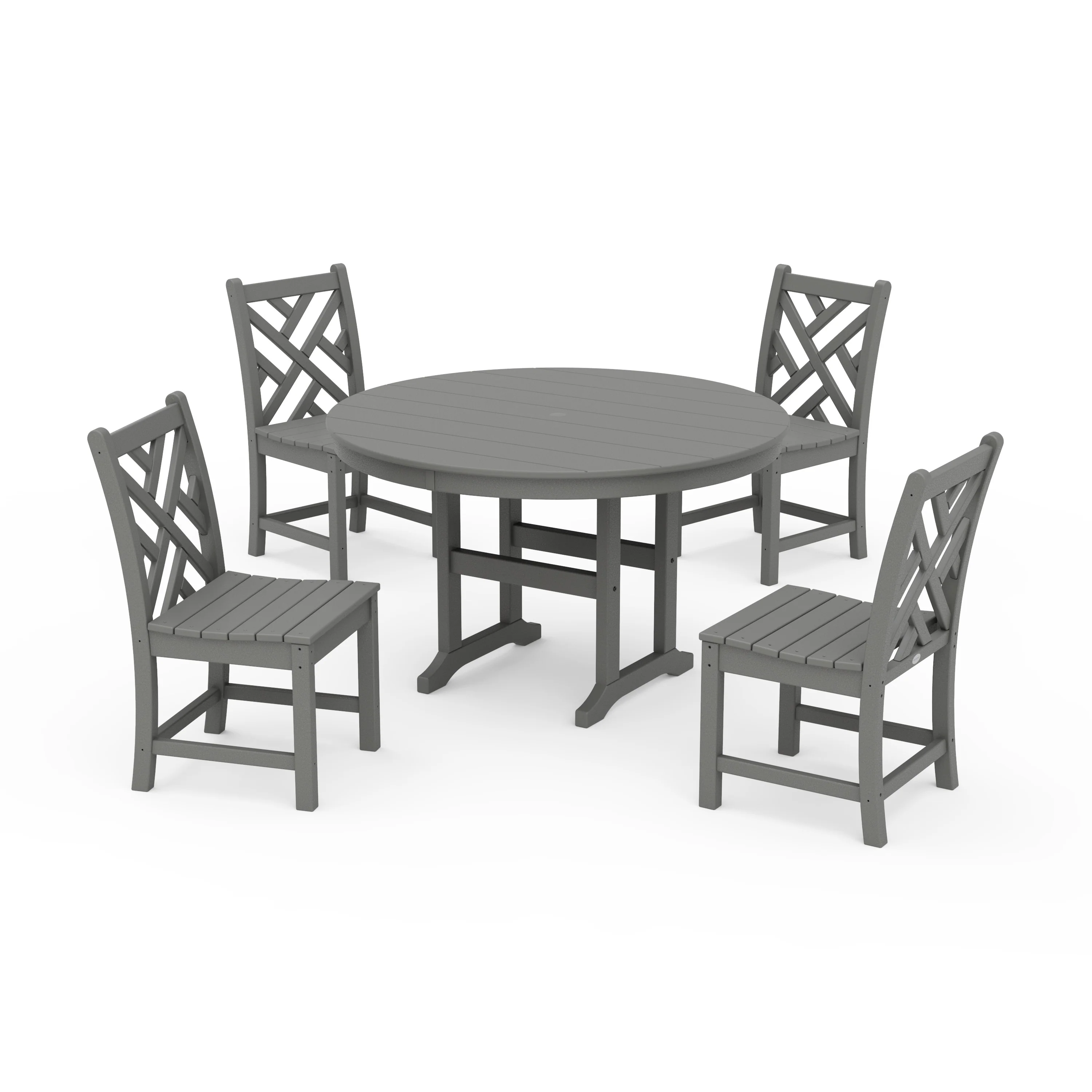 Chippendale 5-Piece Round Farmhouse Side Chair Dining Set