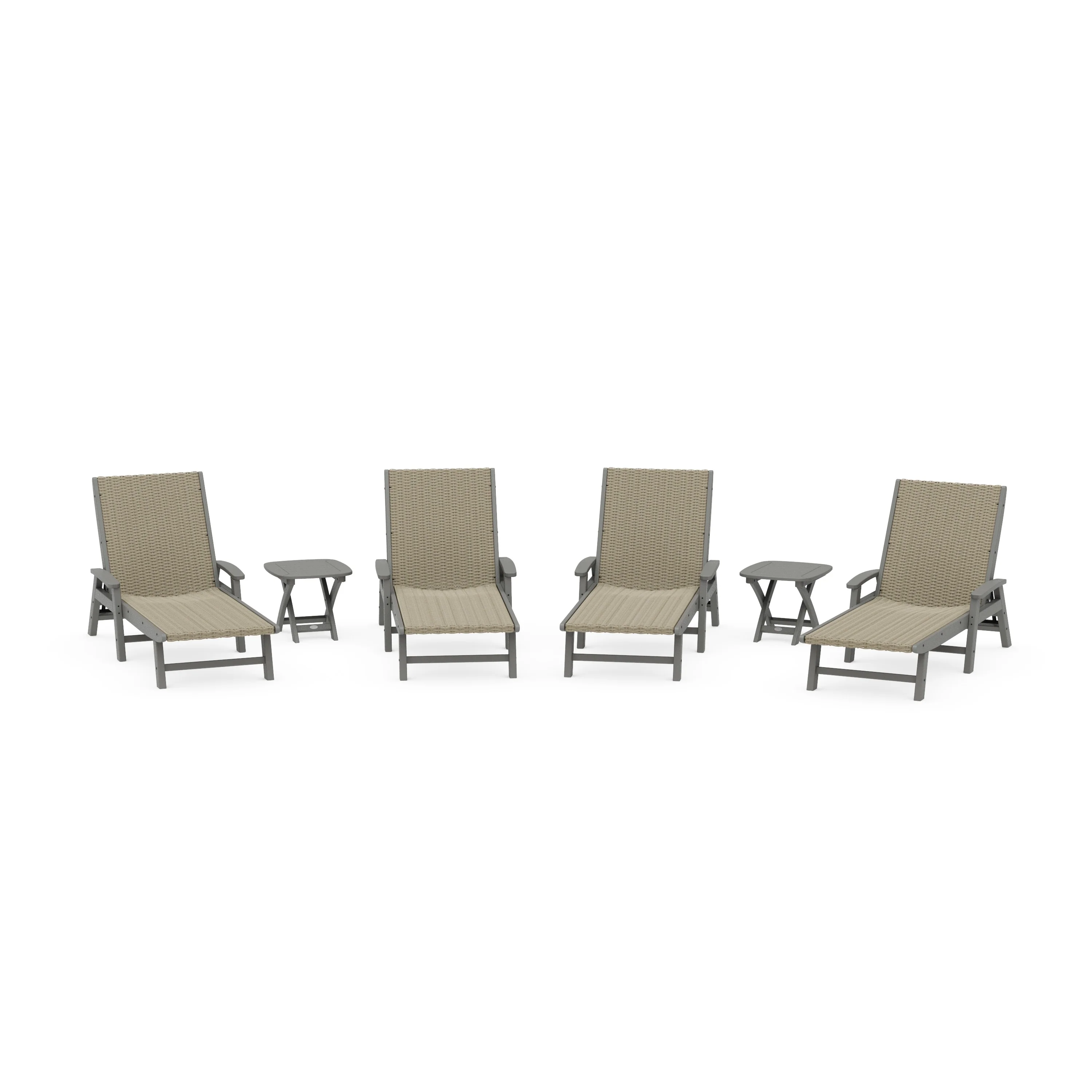 6- Piece Coastal Woven Chaise with Arms Chaise Lounge Set