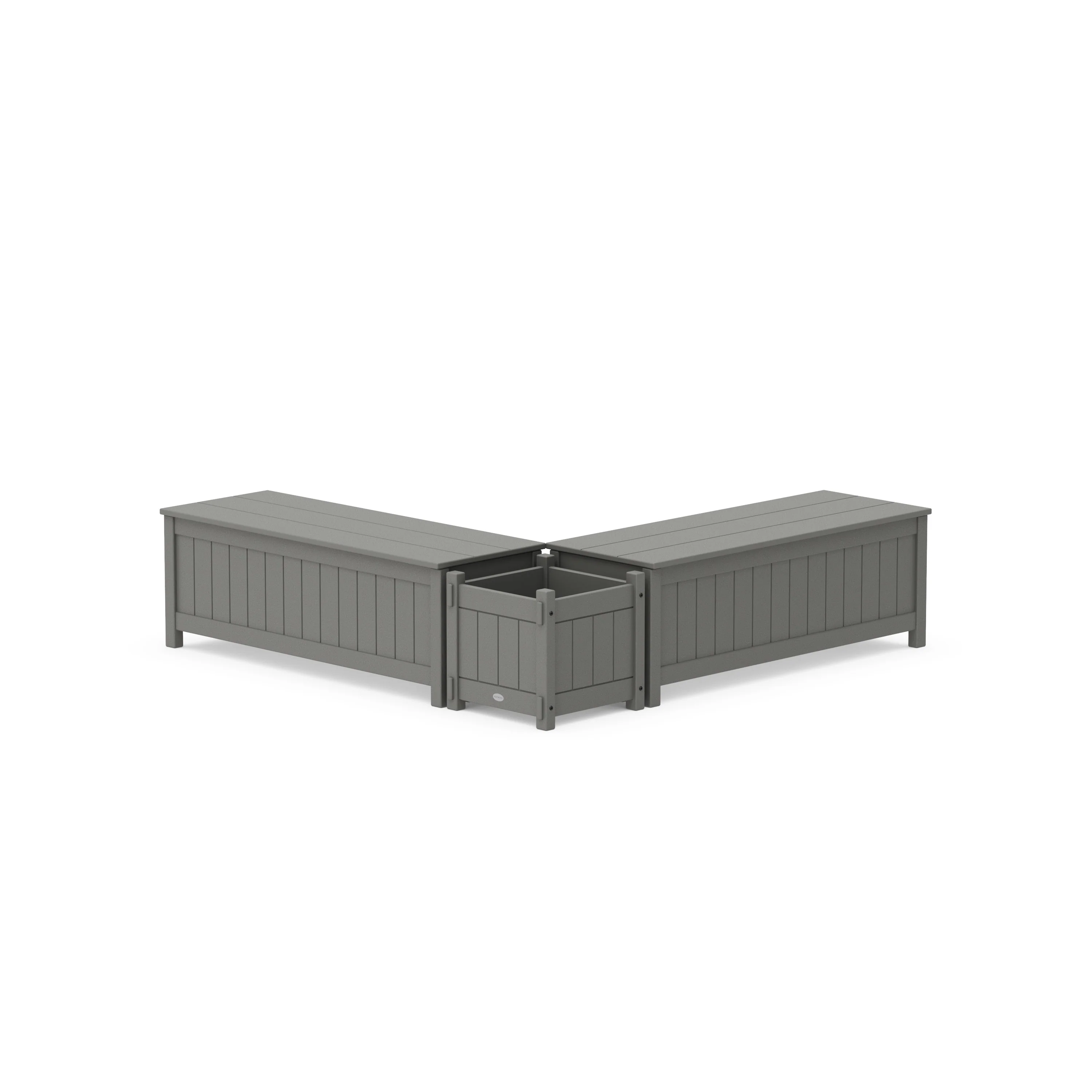 48 Vineyard L- Shaped Planter Storage Bench Set