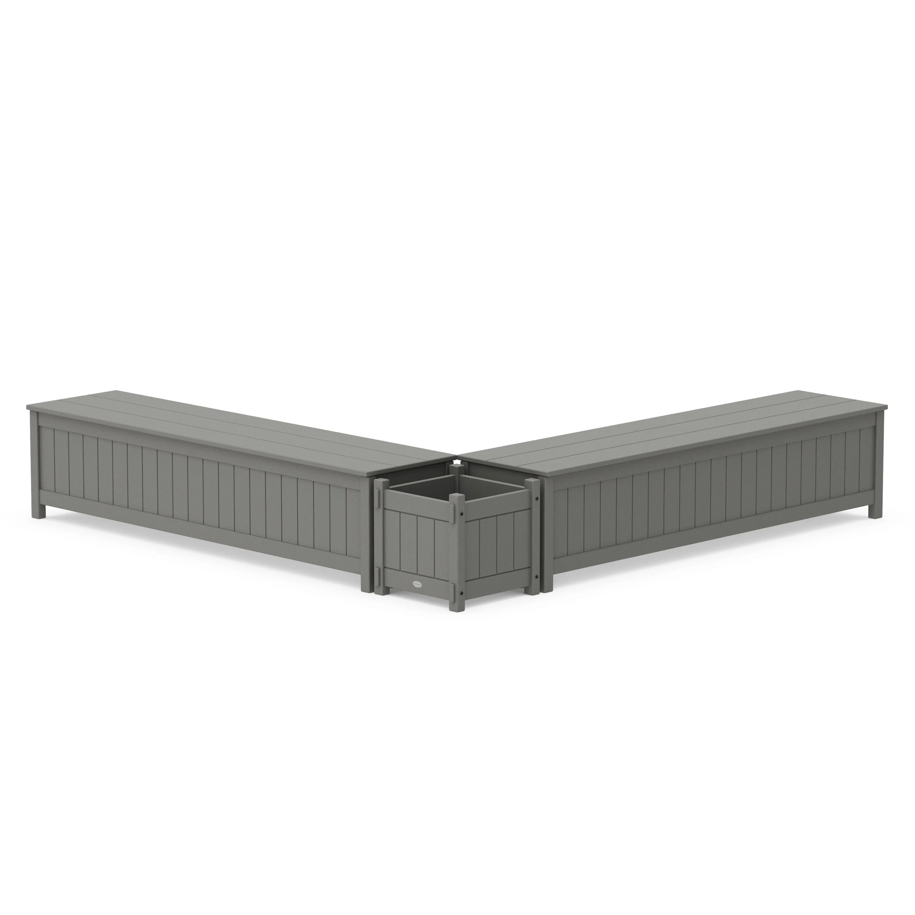 72 Vineyard L- Shaped Planter Storage Bench Set