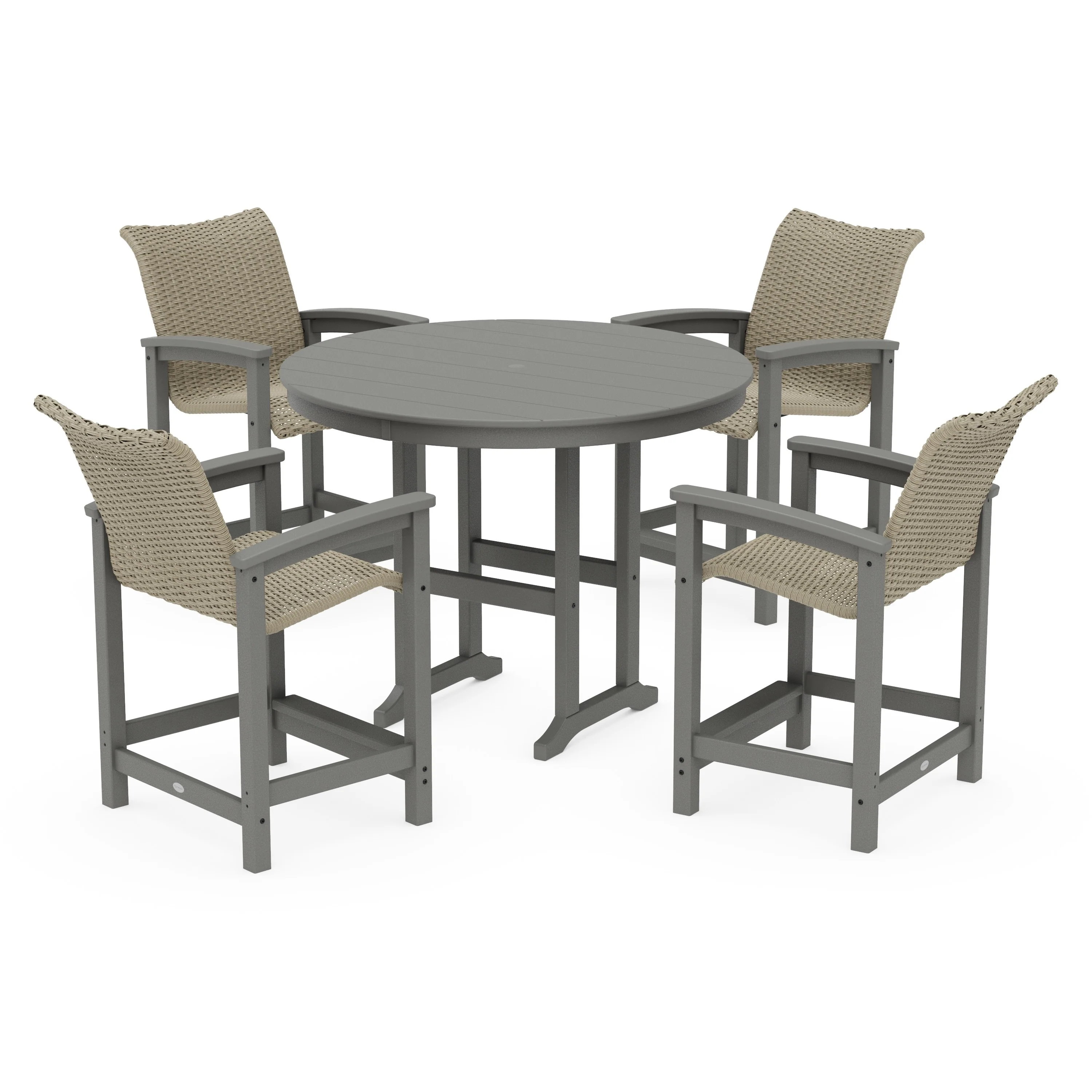 Coastal Woven 5-Piece Round Farmhouse Counter Set