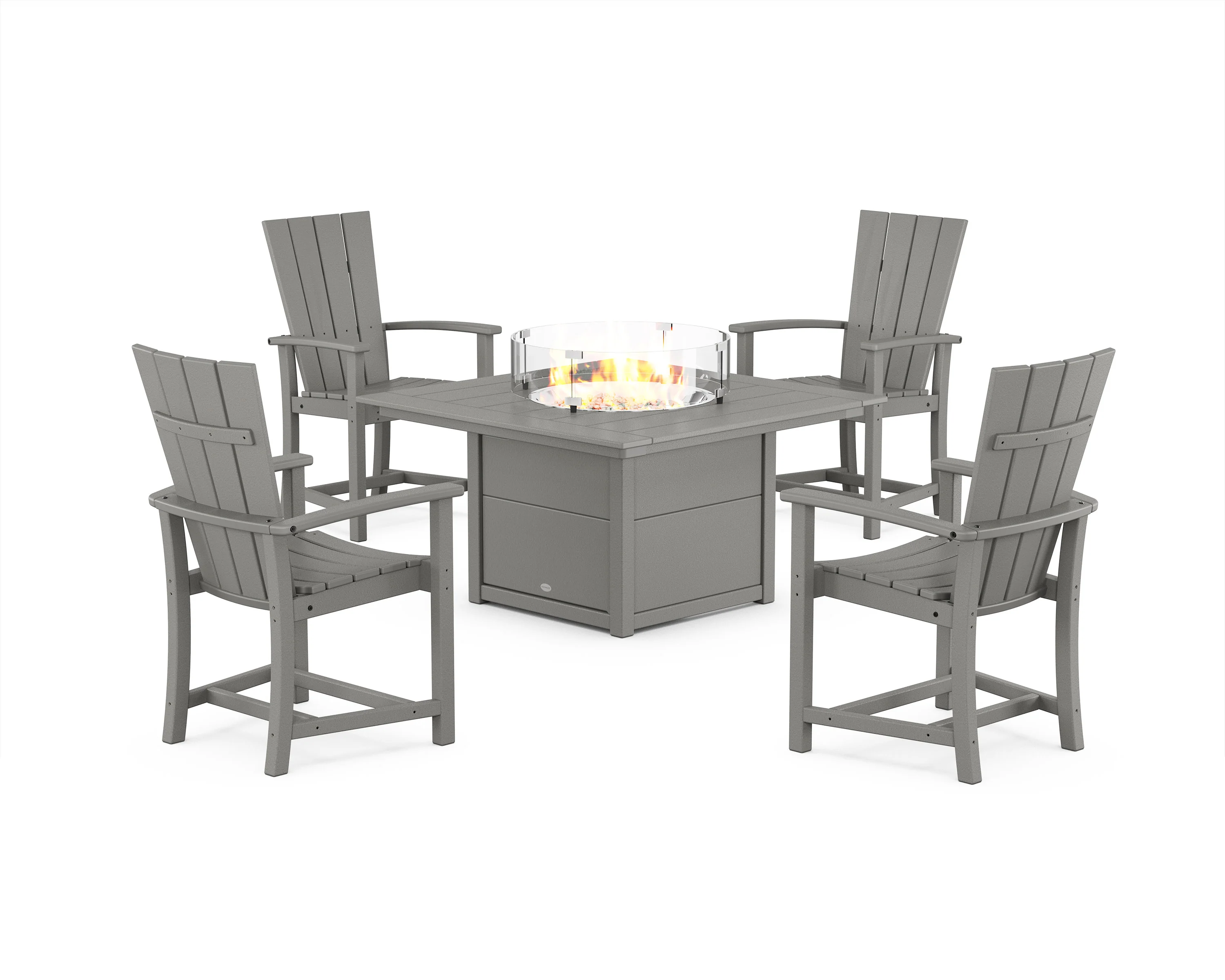 Quattro 4-Piece Upright Adirondack Conversation Set with Fire Pit Table