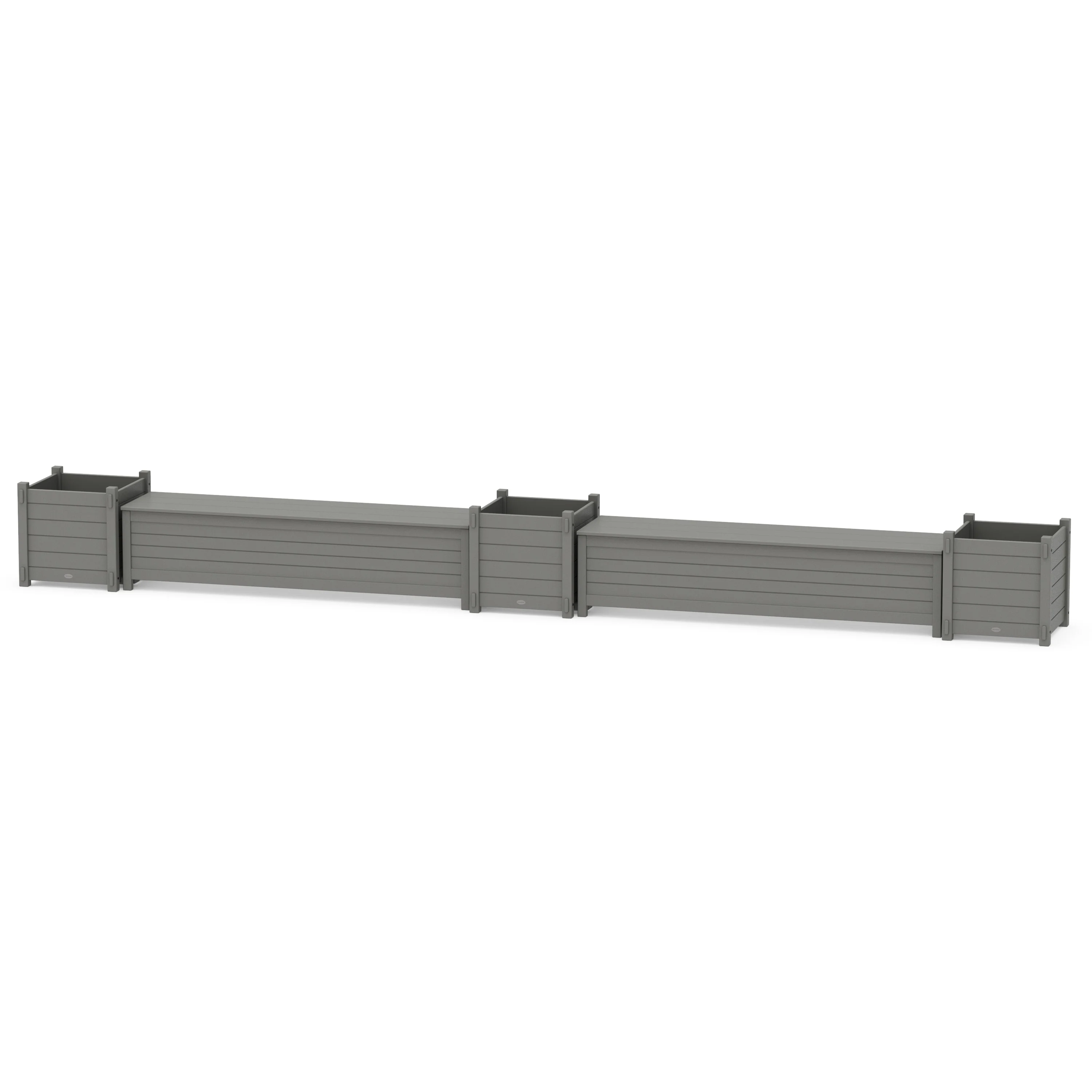 72 Nautical Straight Double Planter Storage Bench Set- Large