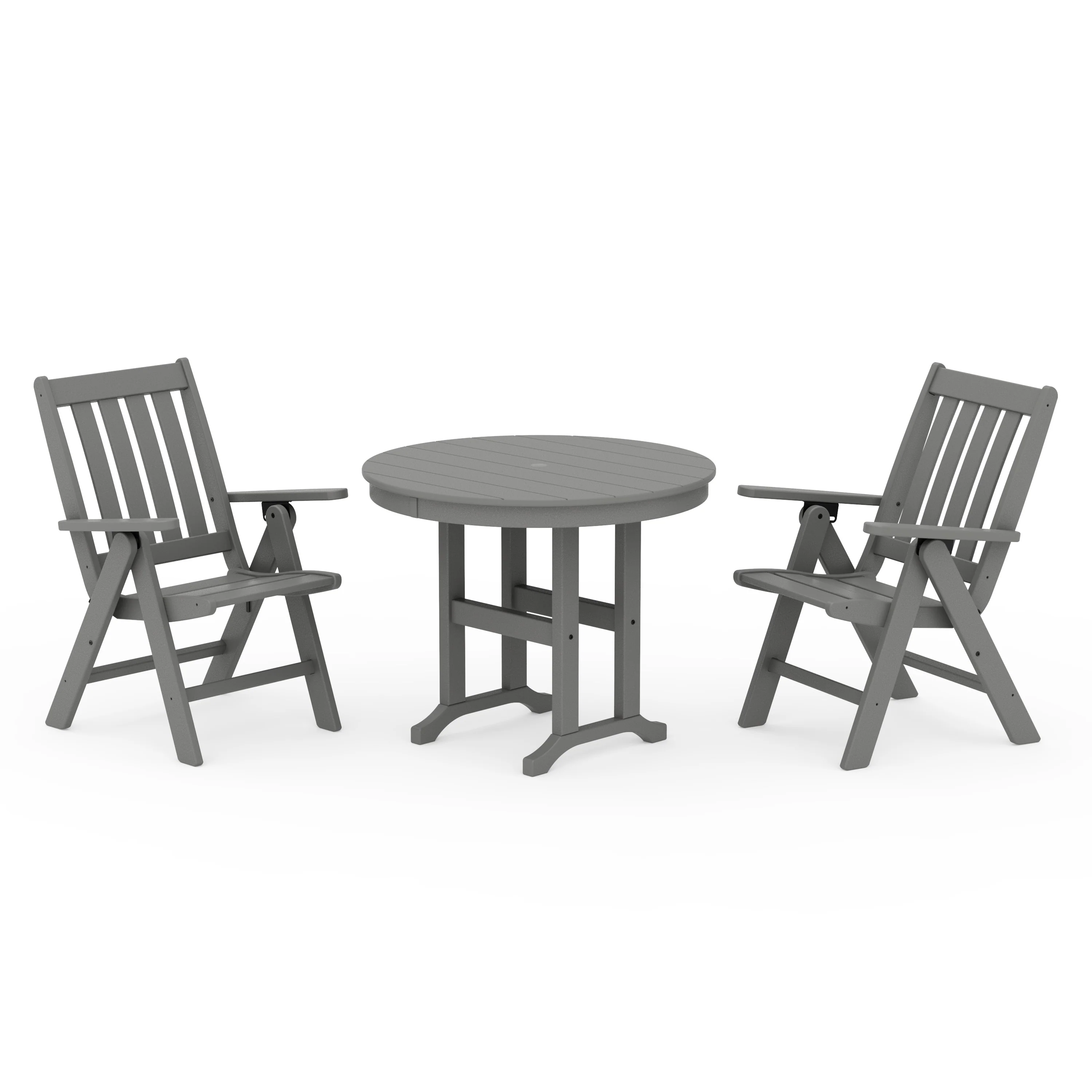 Vineyard Folding Chair 3-Piece Round Dining Set
