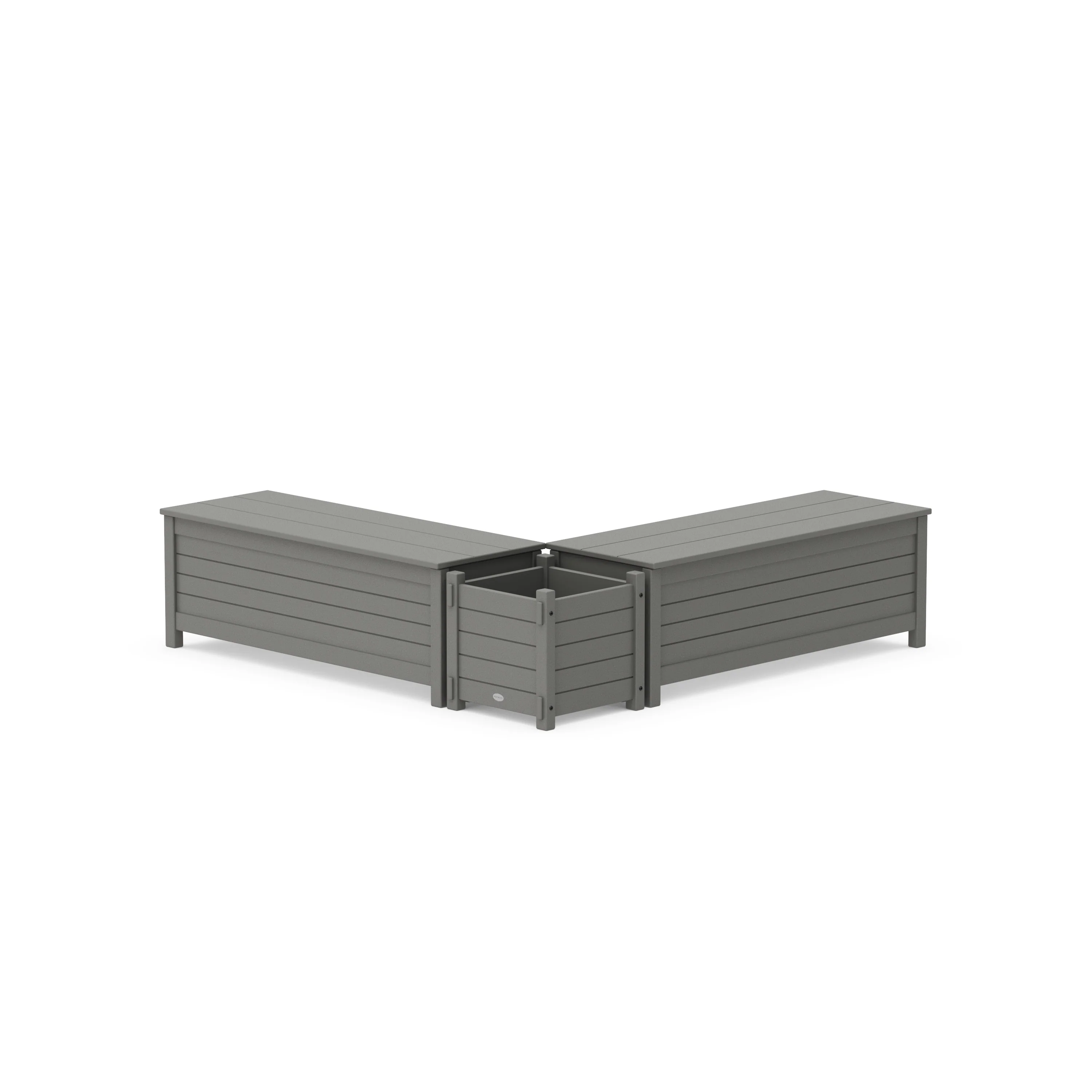 48 Nautical L- Shaped Planter Storage Bench Set