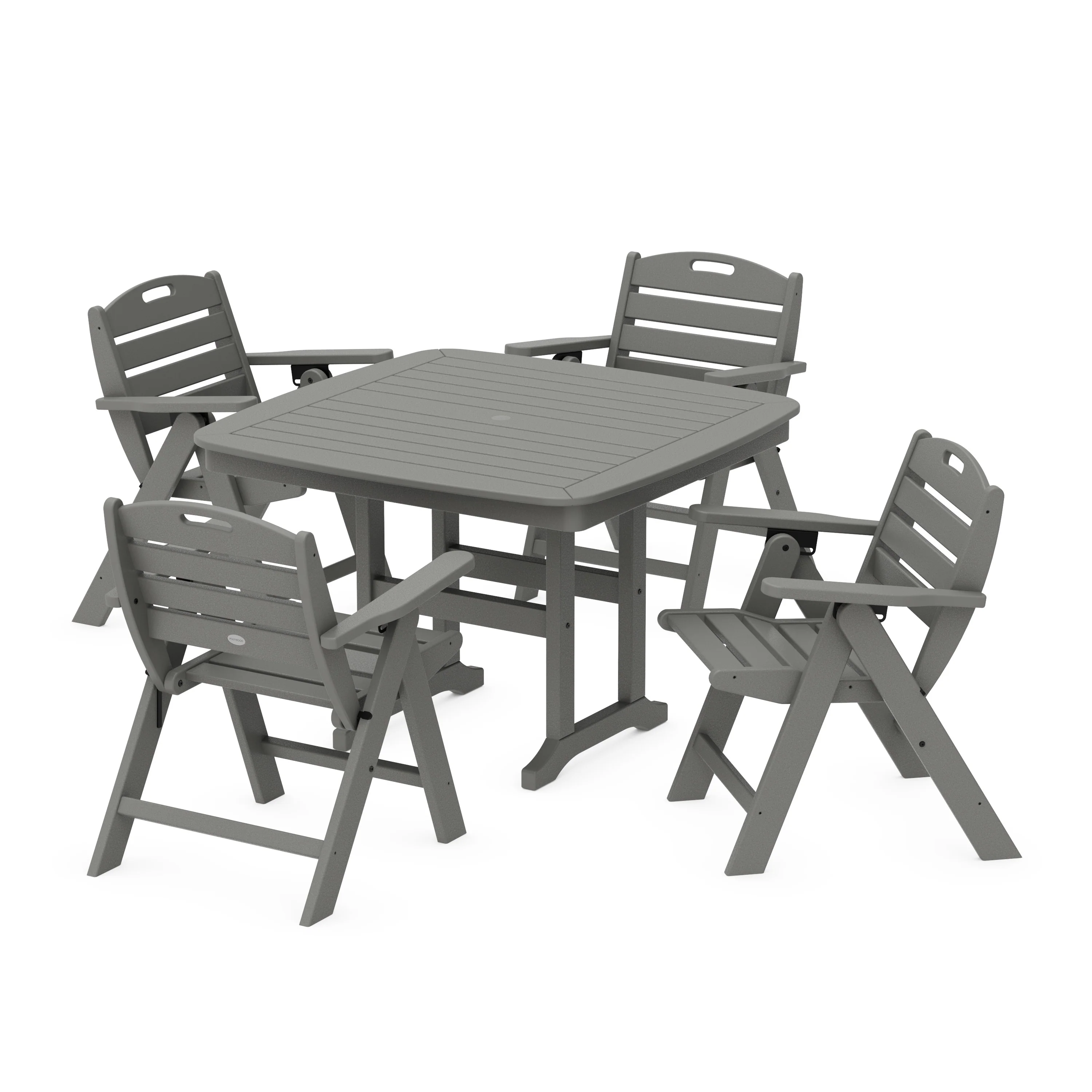 Nautical Folding Lowback Chair 5-Piece Dining Set with Trestle Legs
