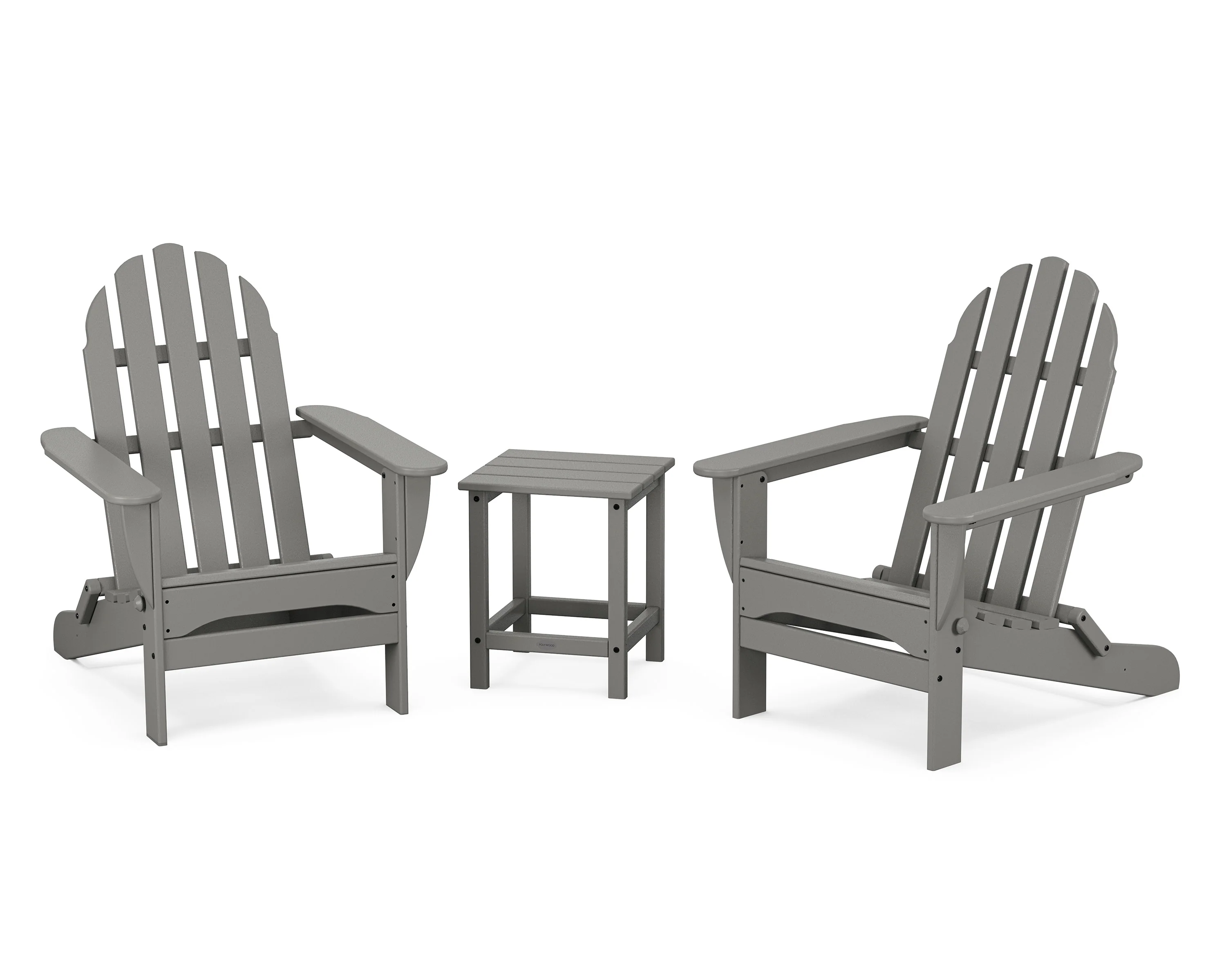 Classic Folding Adirondack 3-Piece Set with Long Island 18 Side Table