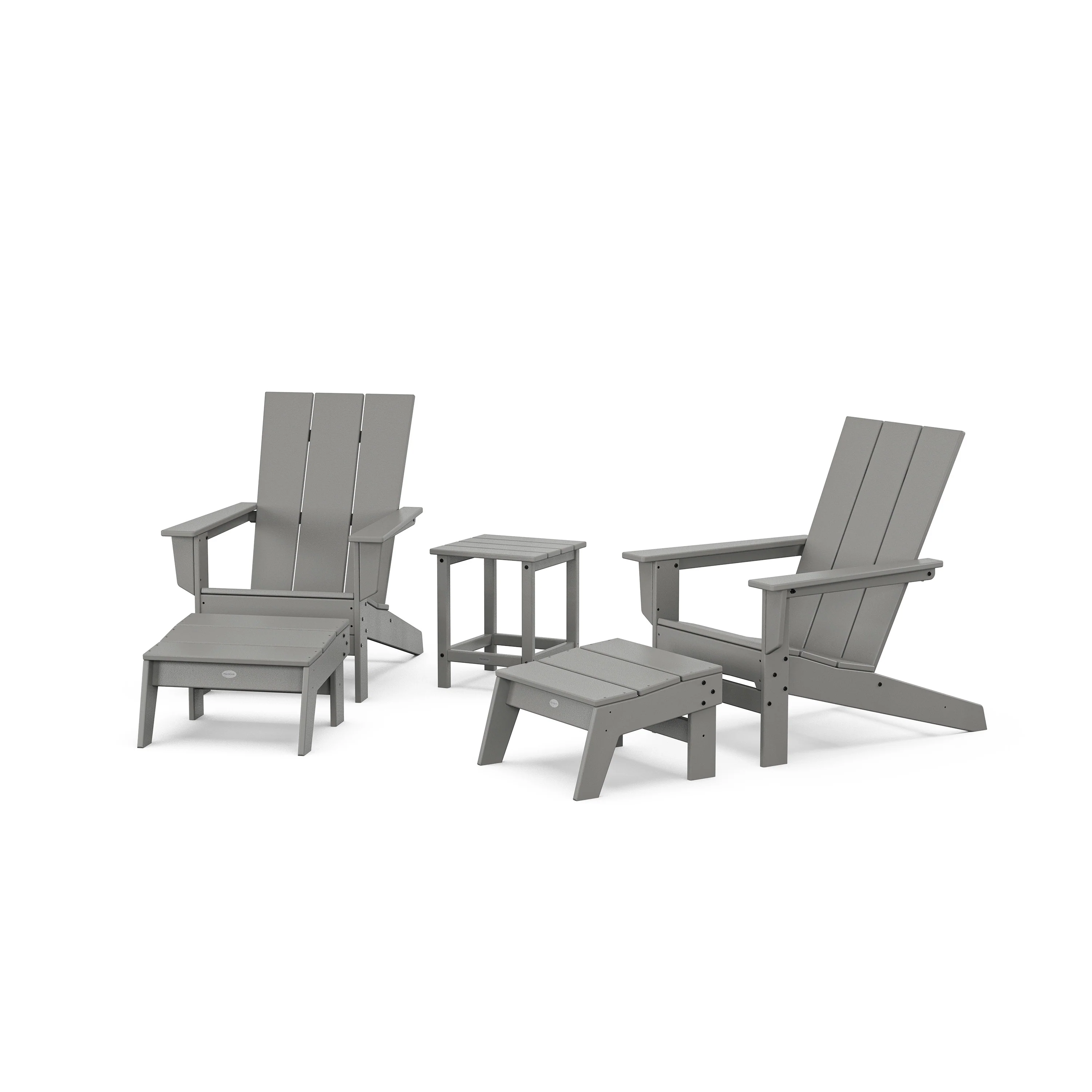 5-Piece Modern Studio Adirondack Set with Ottomans and Side Table