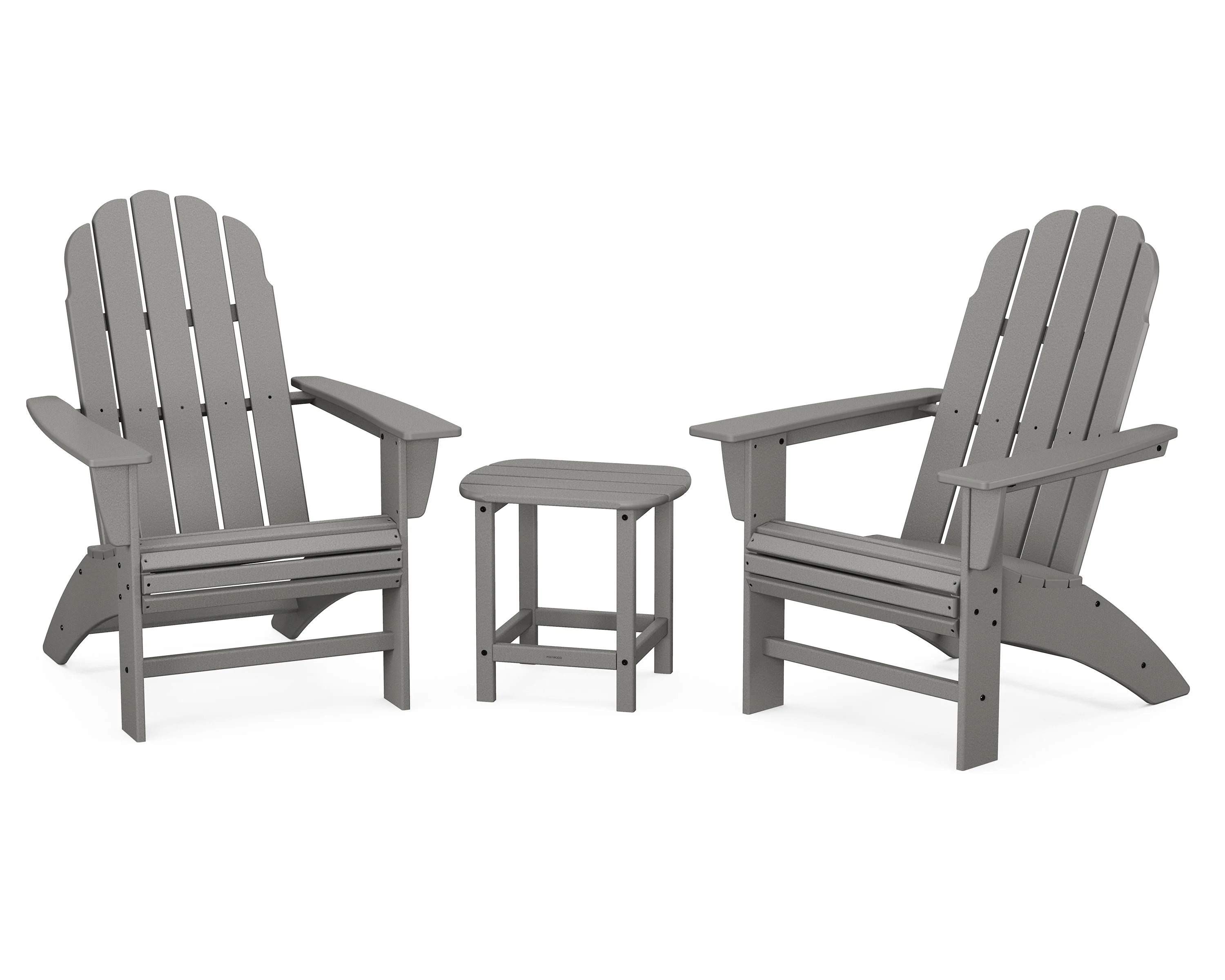 Vineyard 3-Piece Curveback Adirondack Set with South Beach 18 Side Table