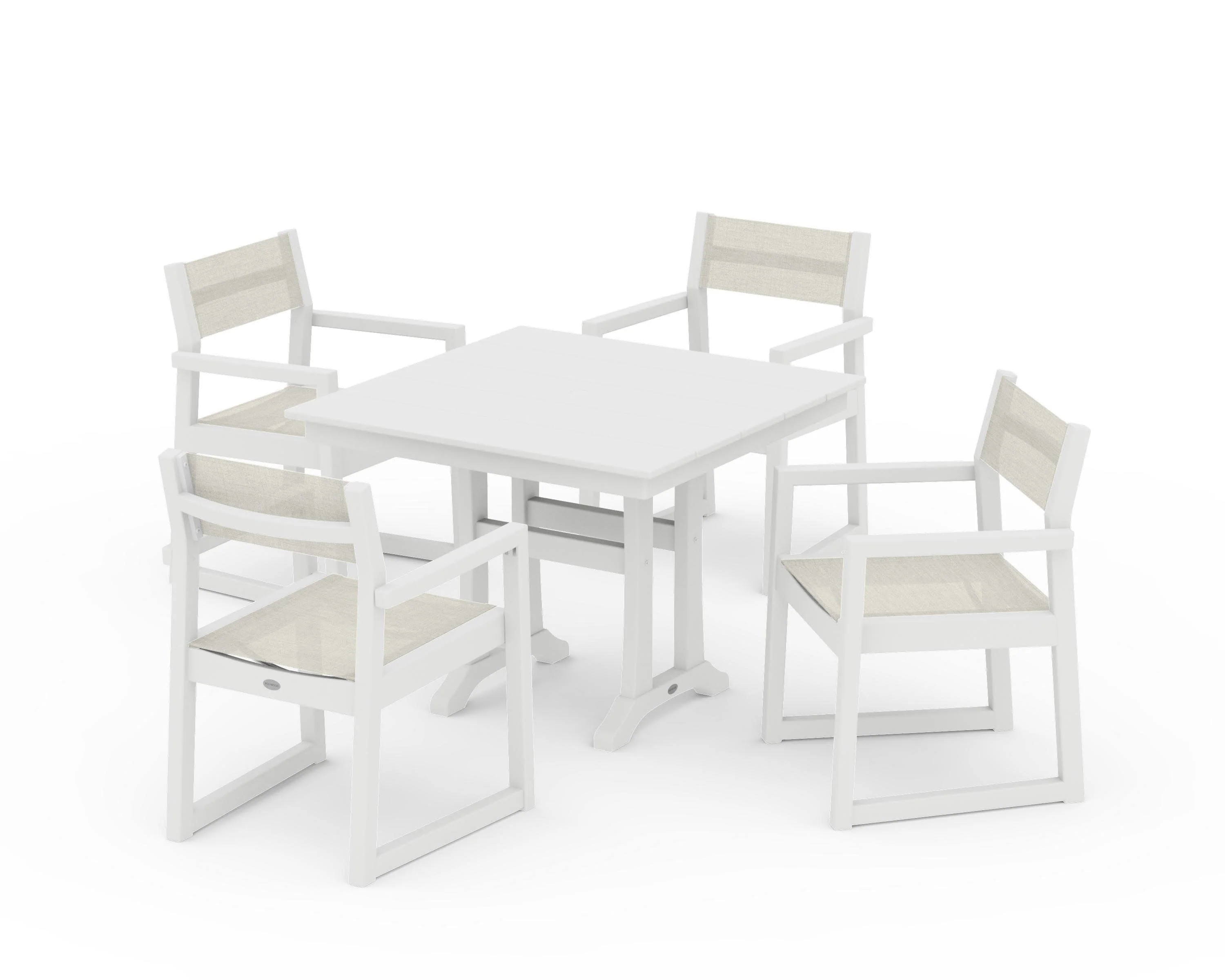 EDGE Sling 5-Piece Farmhouse Dining Set with Trestle Legs
