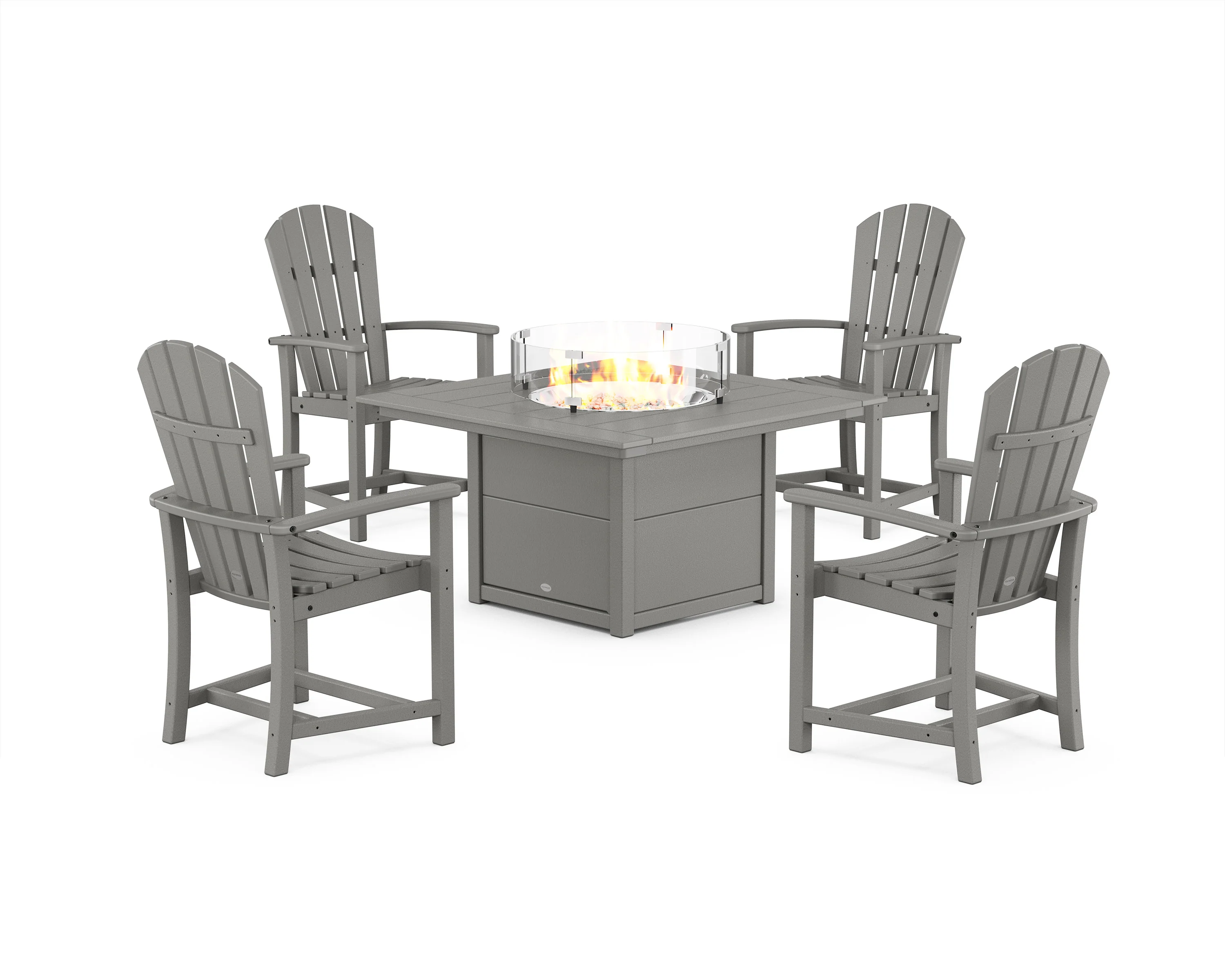 Palm Coast 4-Piece Upright Adirondack Conversation Set with Fire Pit Table