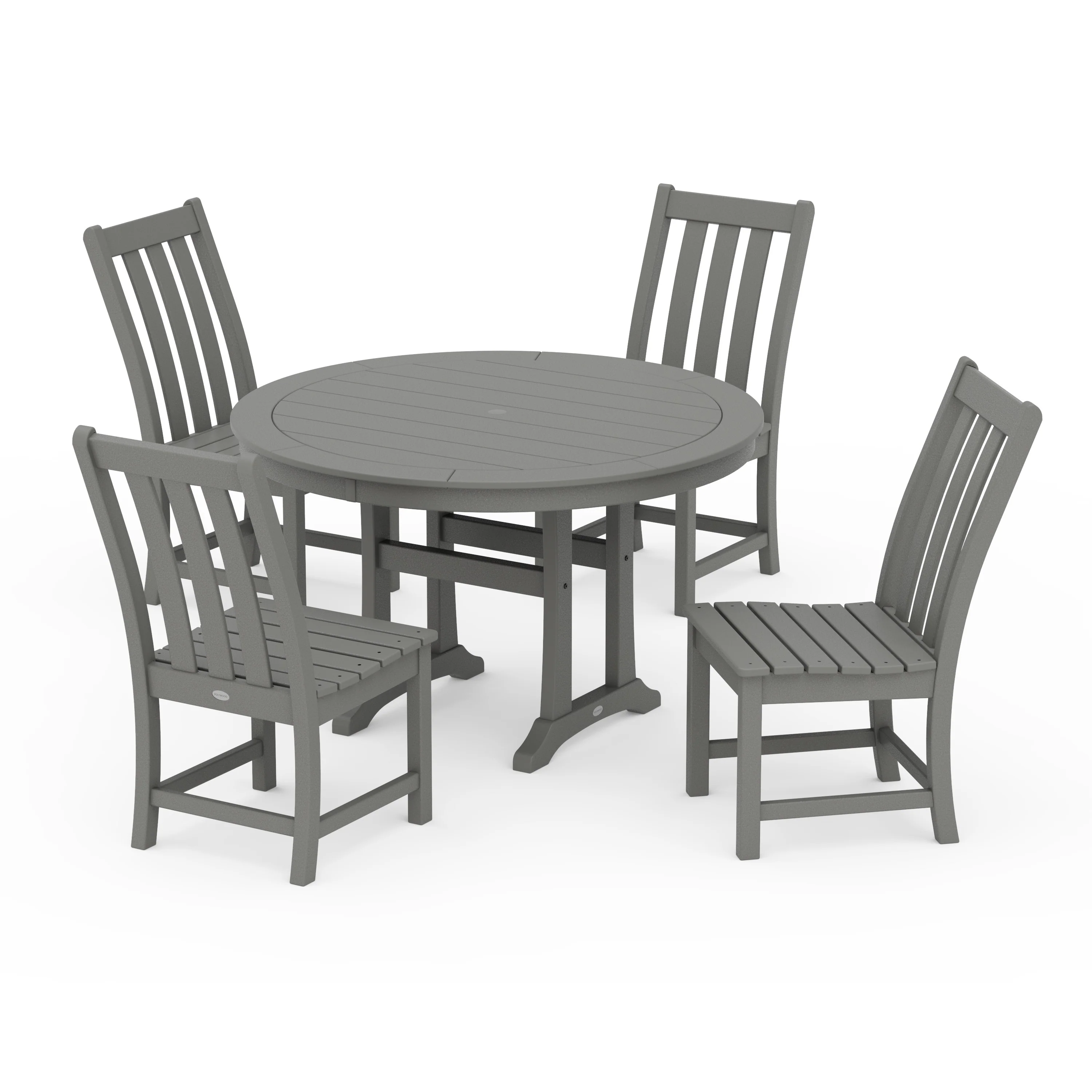 Vineyard Side Chair 5-Piece Round Dining Set With Trestle Legs