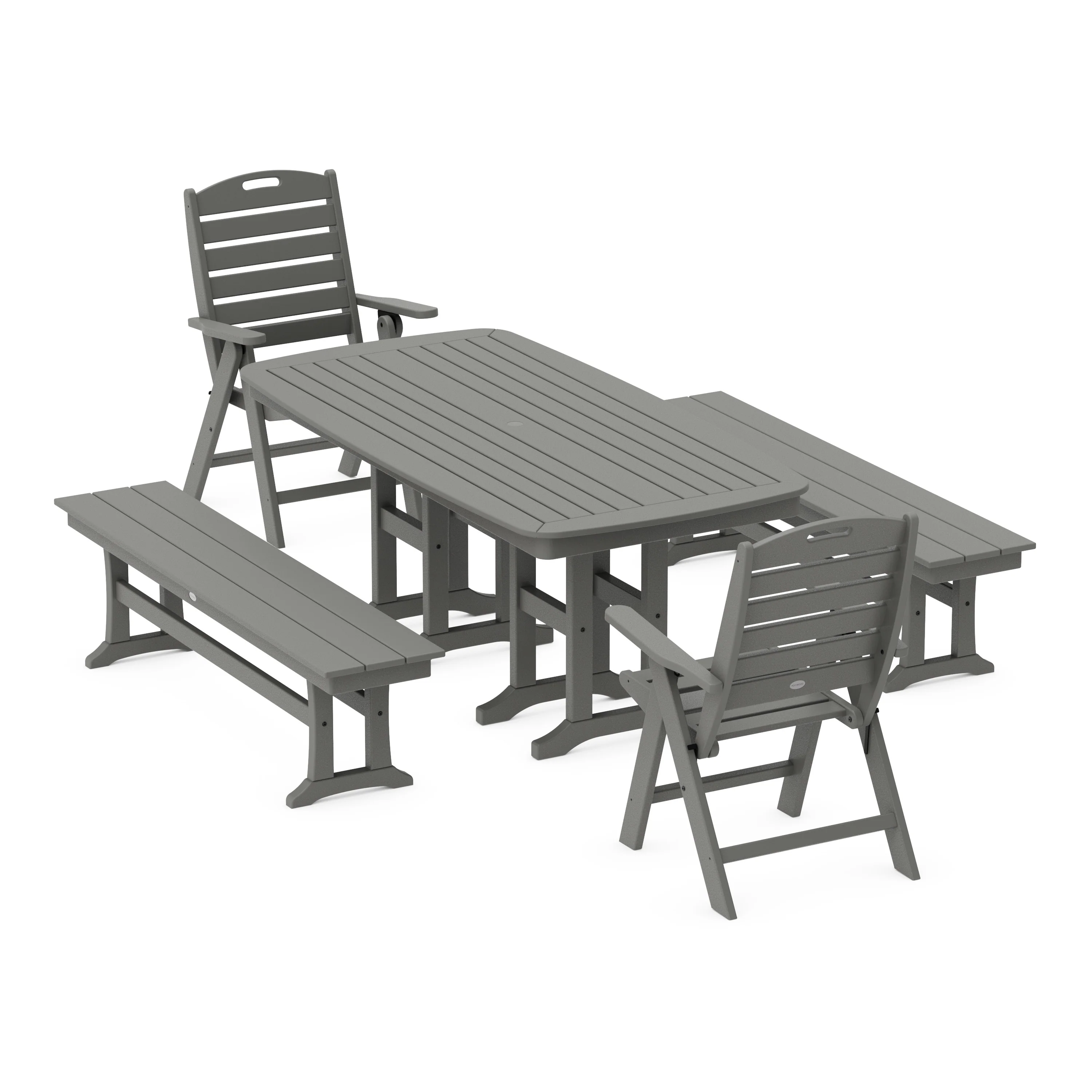 Nautical Highback 5-Piece Dining Set with Benches