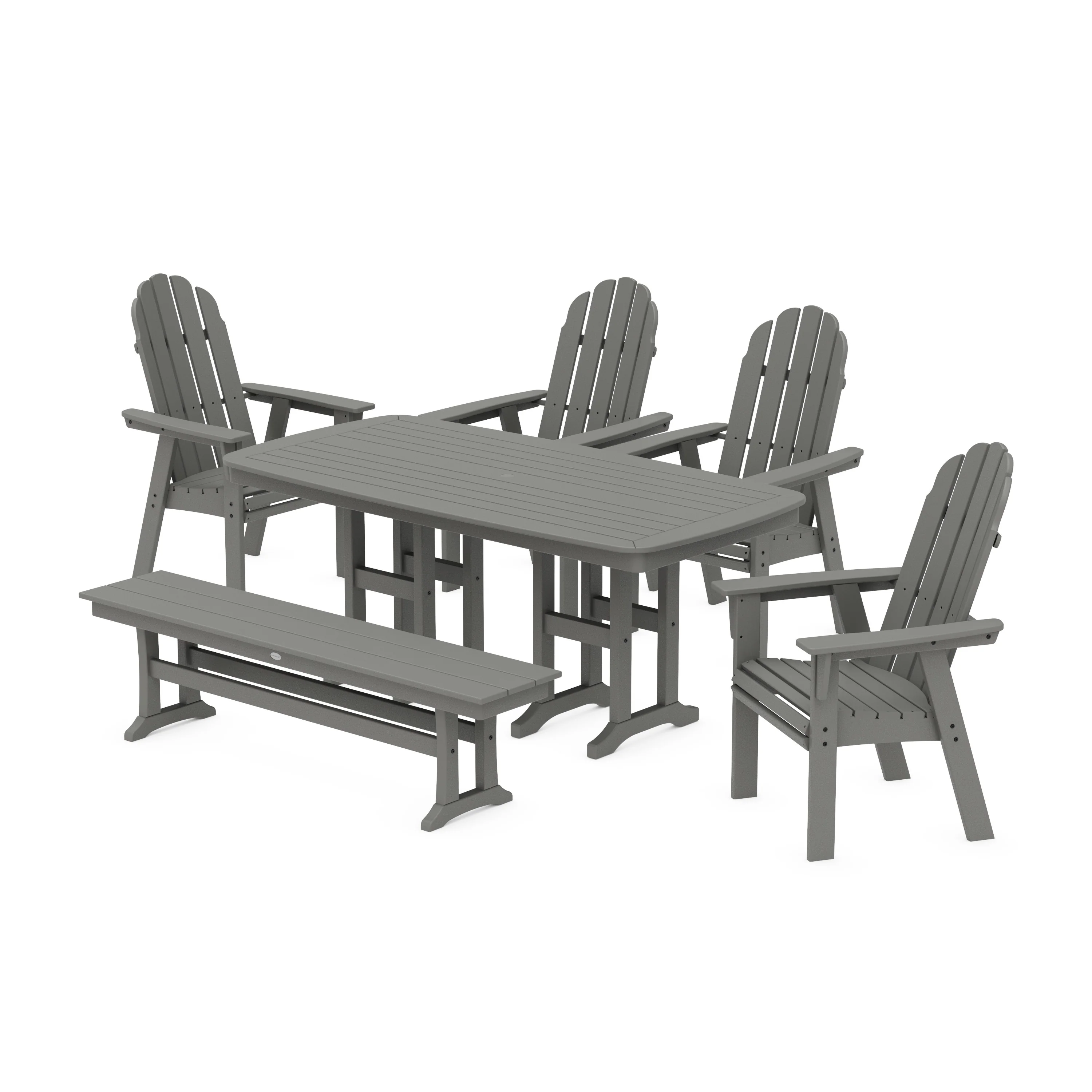 Vineyard Curveback Adirondack Chair 6-Piece Dining Set with Bench