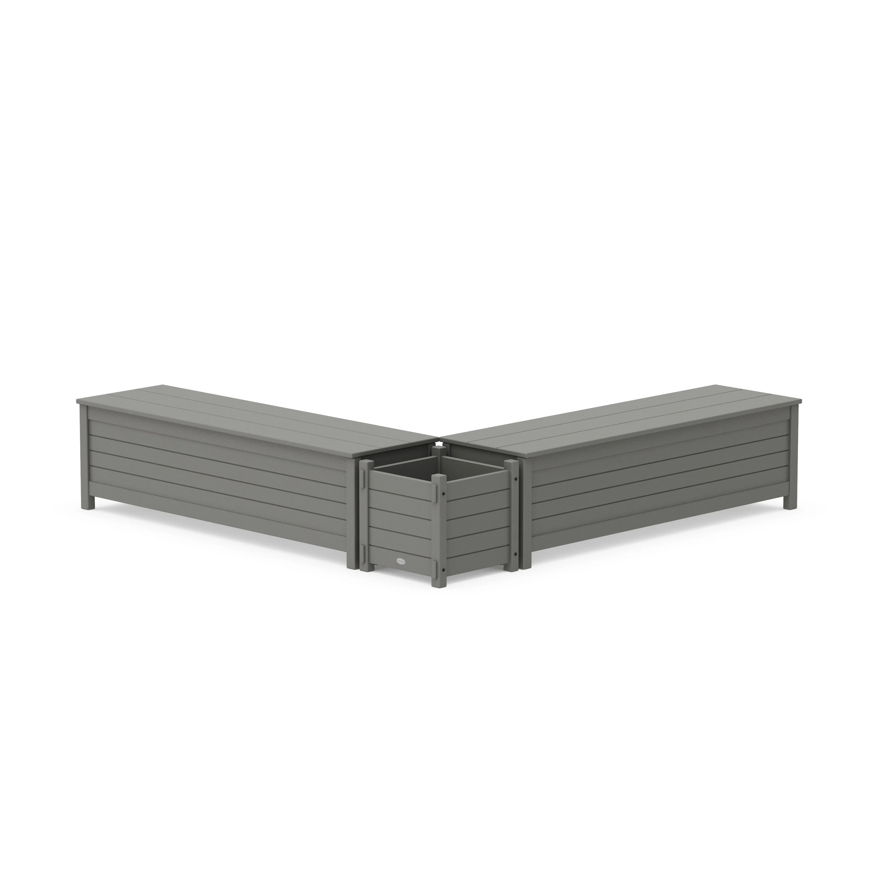 60 Nautical L- Shaped Planter Storage Bench Set