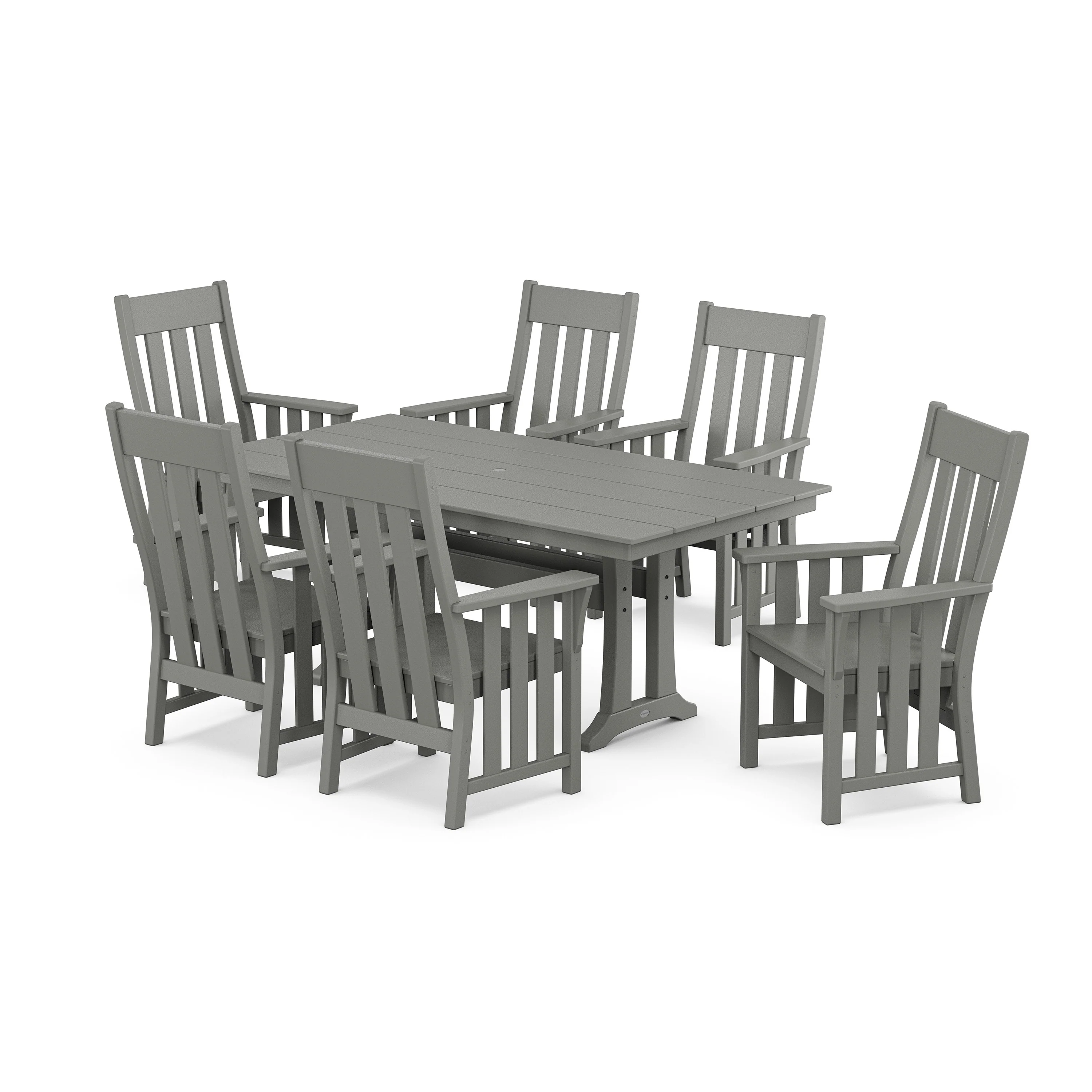 Acadia Arm Chair 7-Piece Farmhouse Dining Set with Trestle Legs