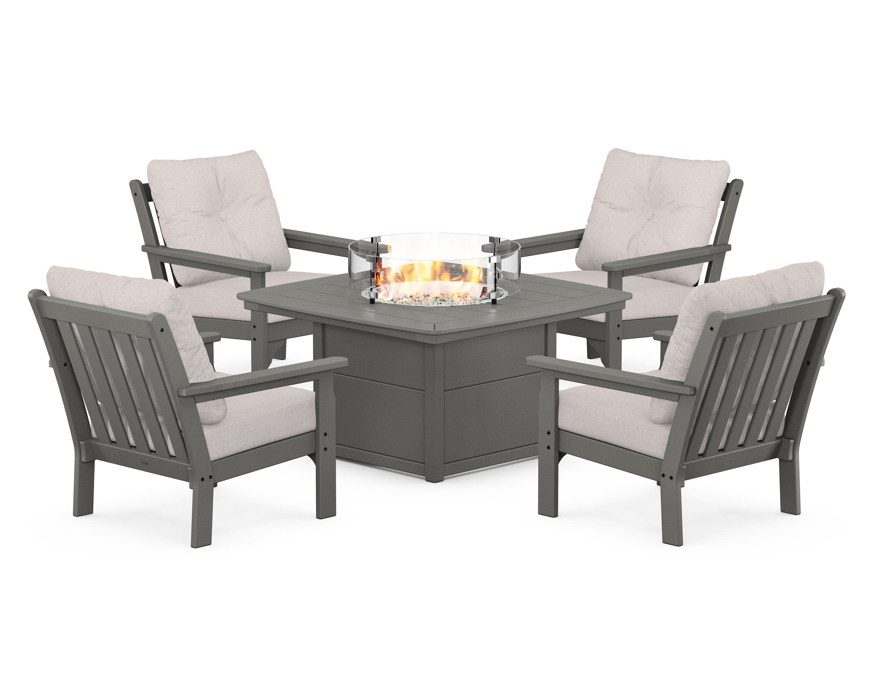 Vineyard 5-Piece Conversation Set with Fire Pit Table