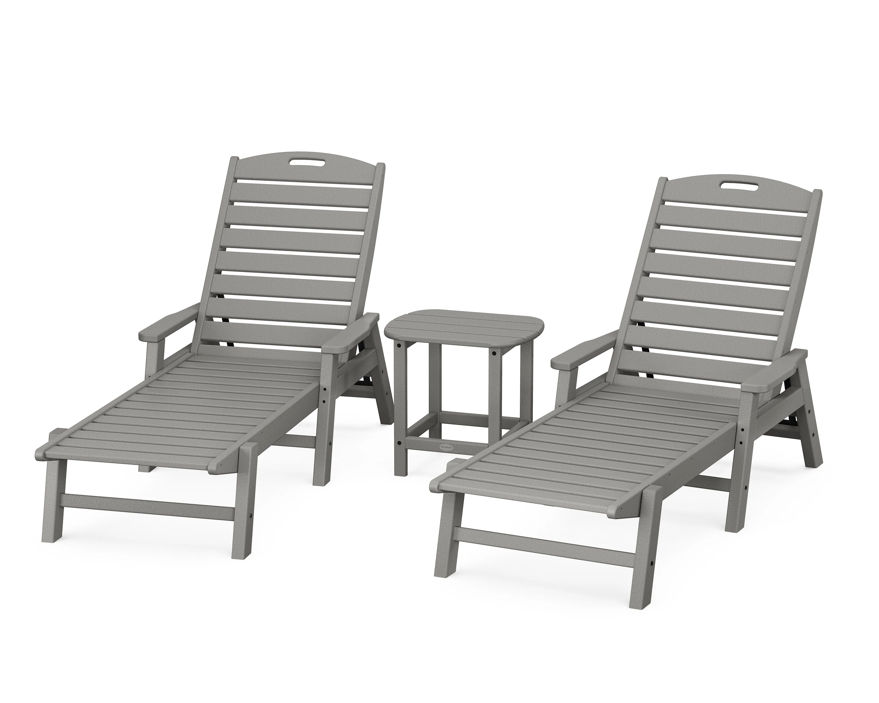 Nautical 3-Piece Chaise Lounge with Arms Set with South Beach 18 Side Table