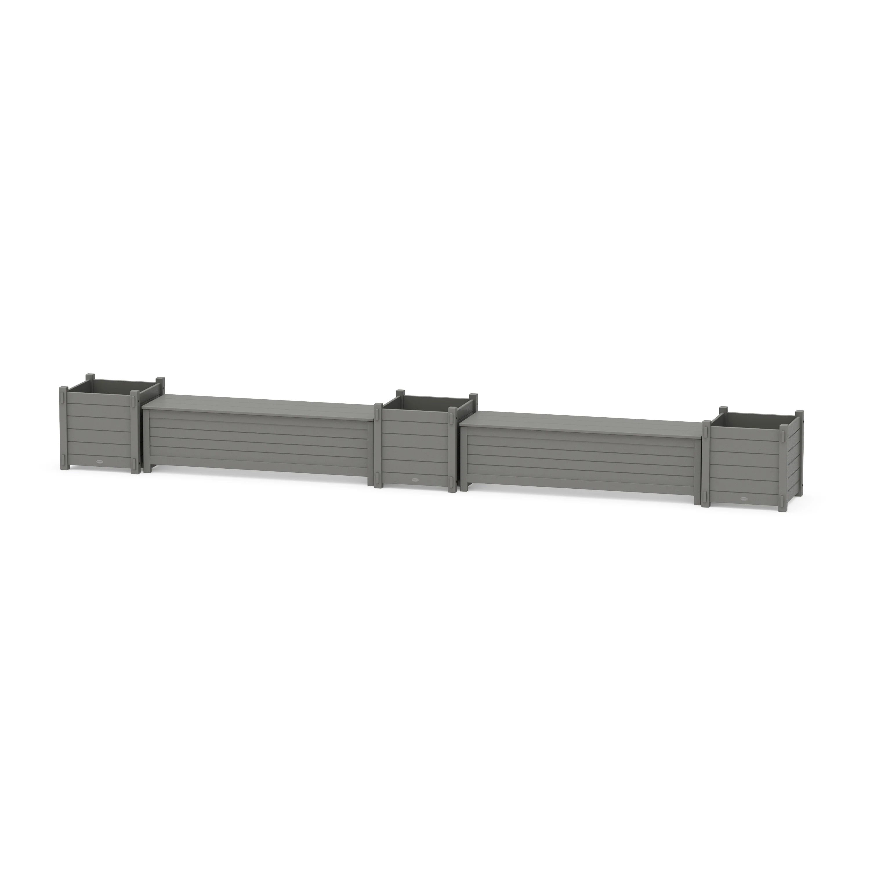 60 Nautical Straight Double Planter Storage Bench Set- Large