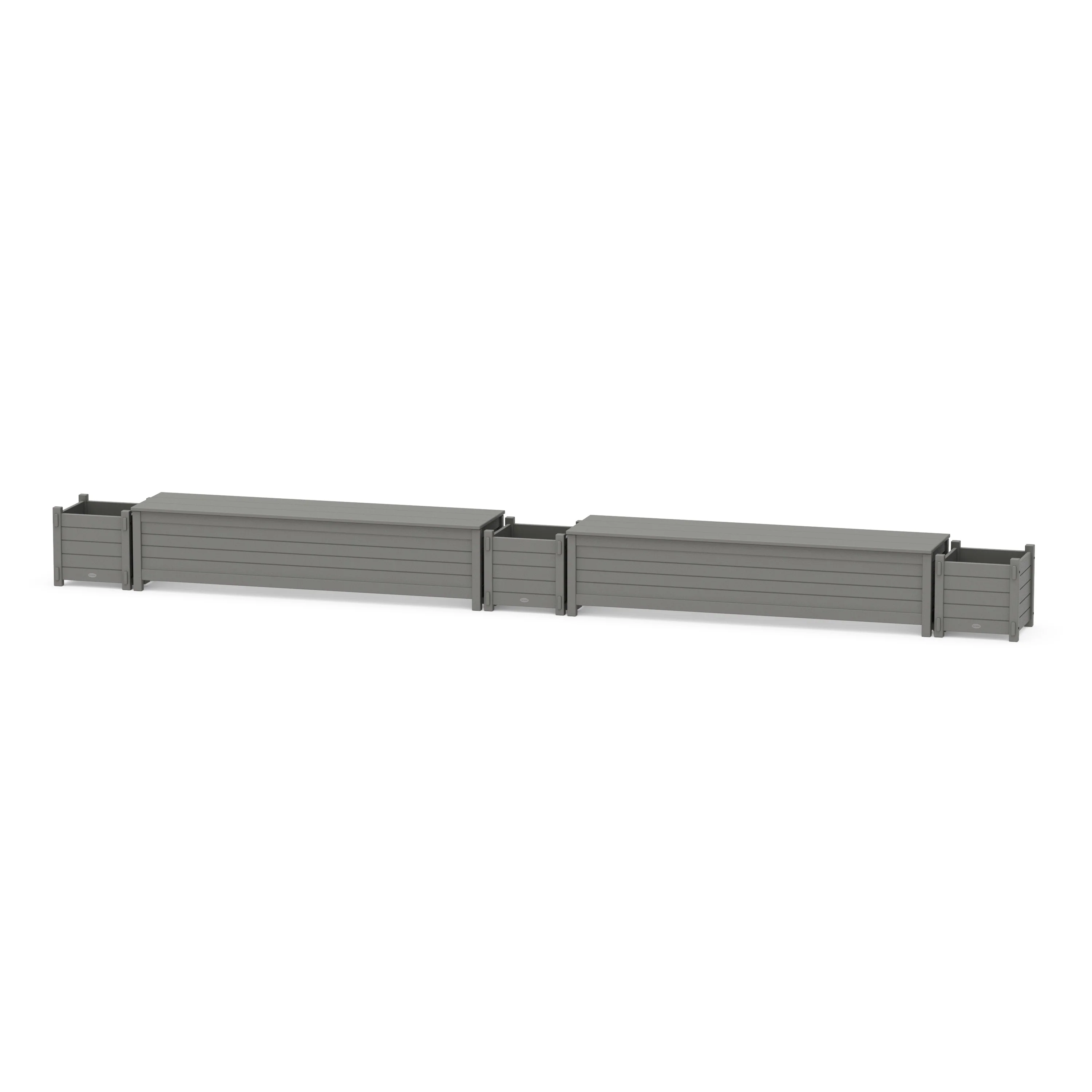 72 Nautical Straight Double Planter Storage Bench Set