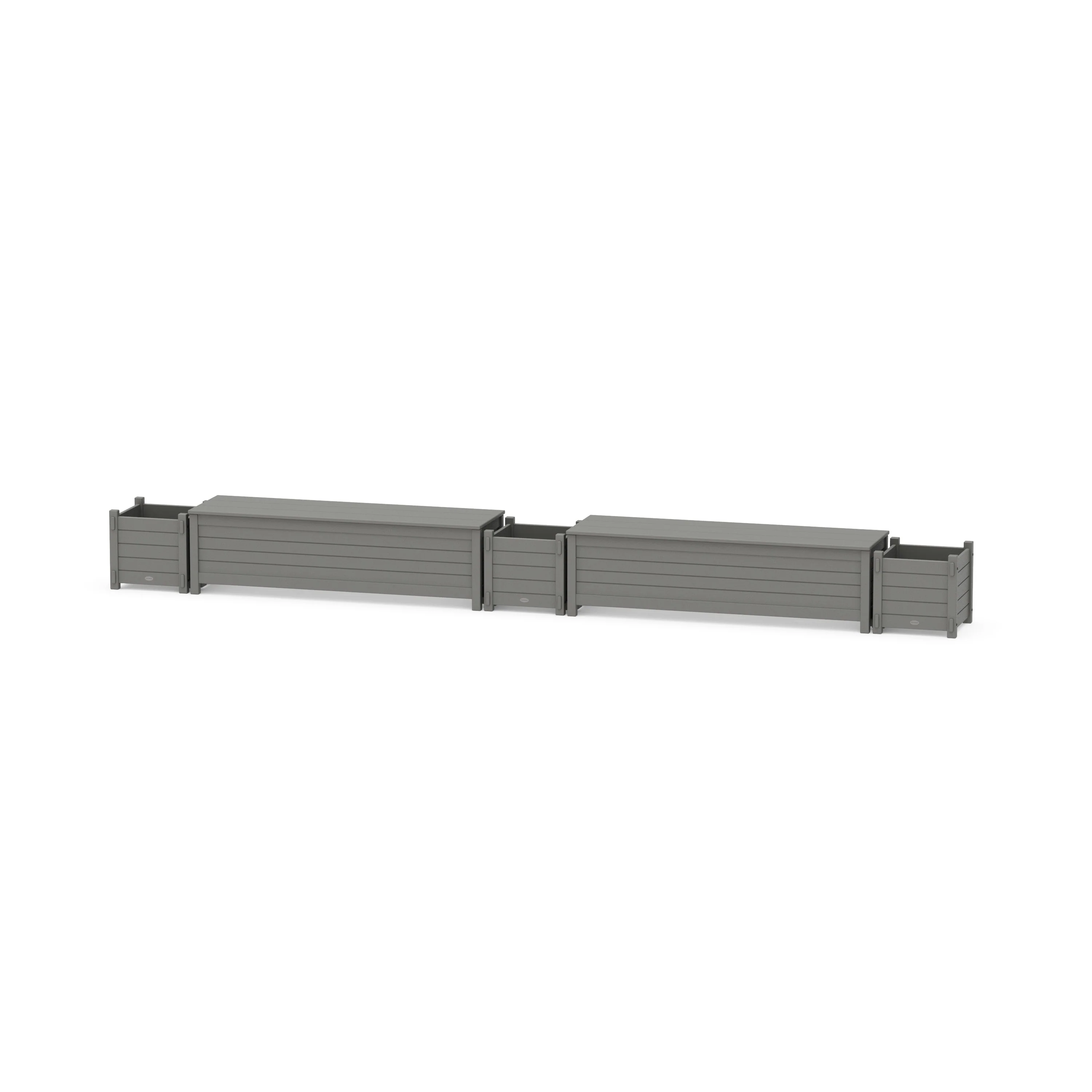60 Nautical Straight Double Planter Storage Bench Set