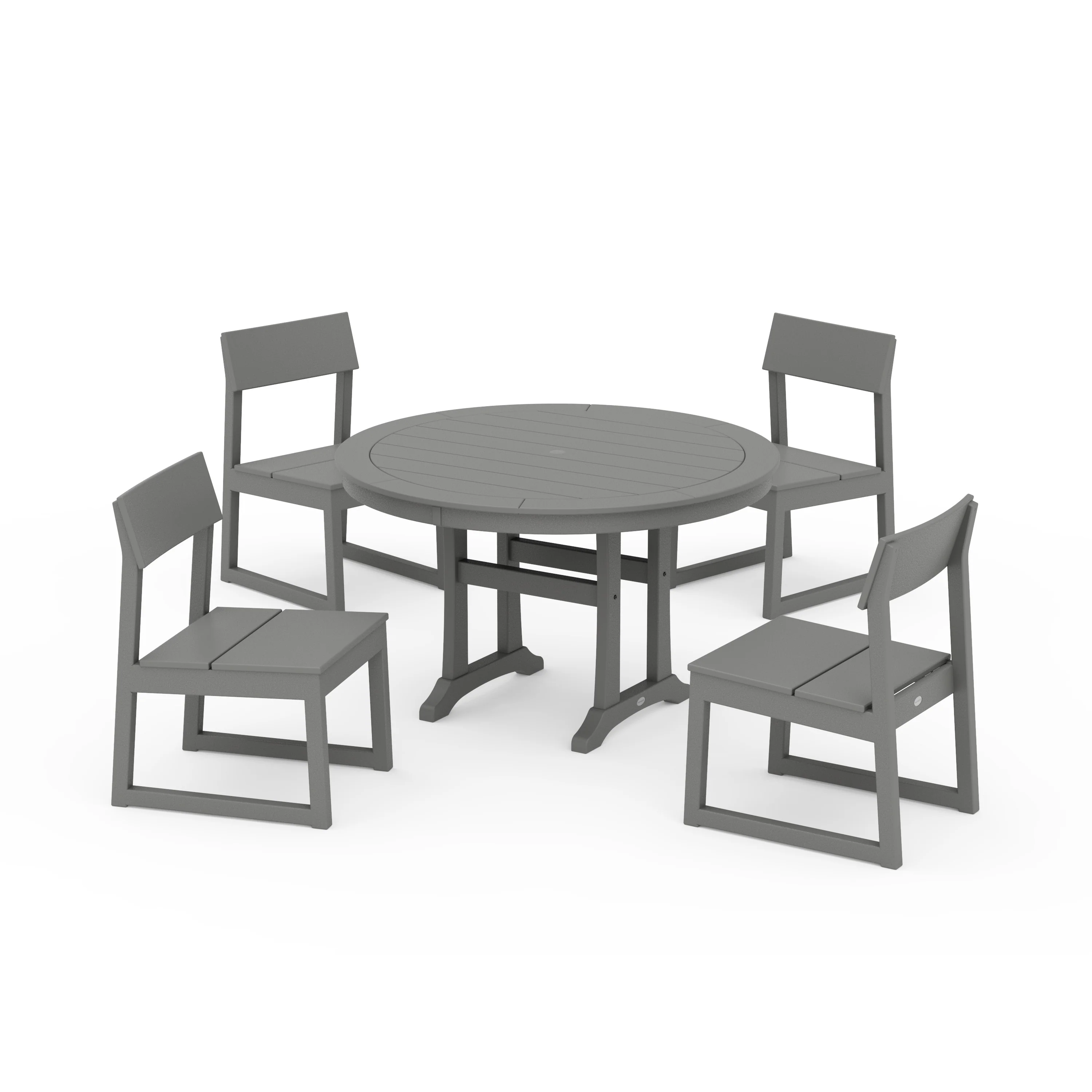 EDGE Side Chair 5-Piece Round Dining Set With Trestle Legs