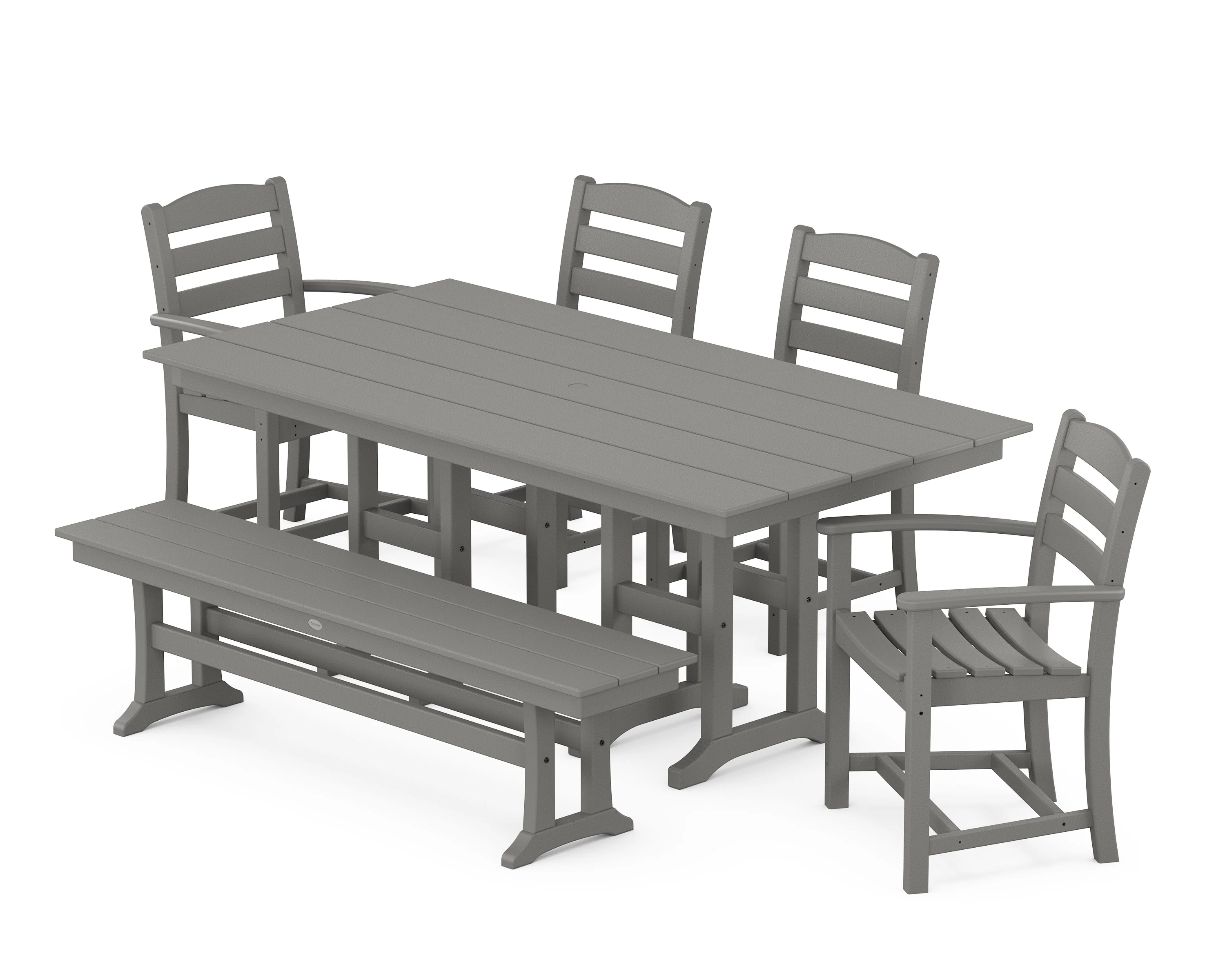 La Casa Café 6-Piece Farmhouse Dining Set with Bench