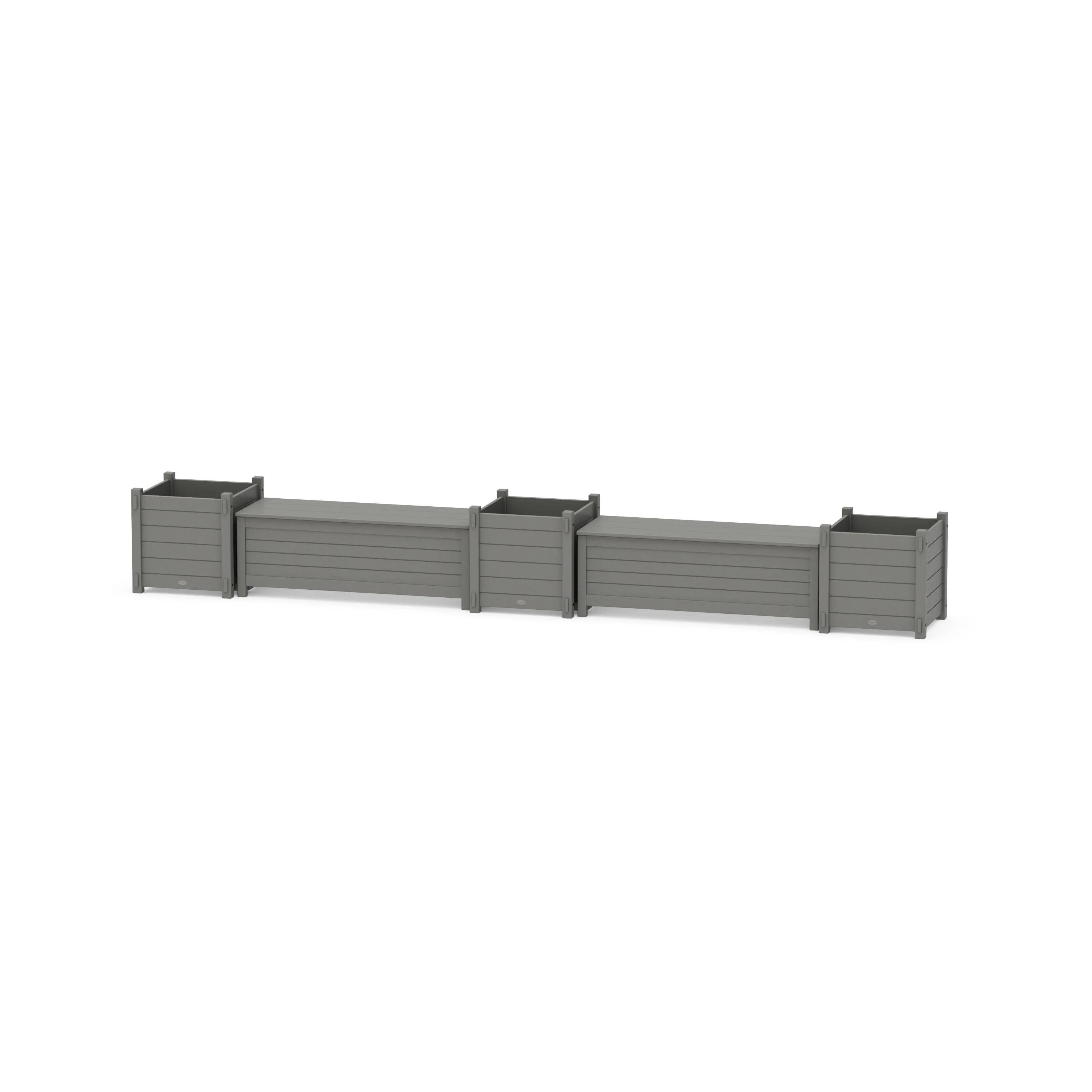 48 Nautical Straight Double Planter Storage Bench Set- Large