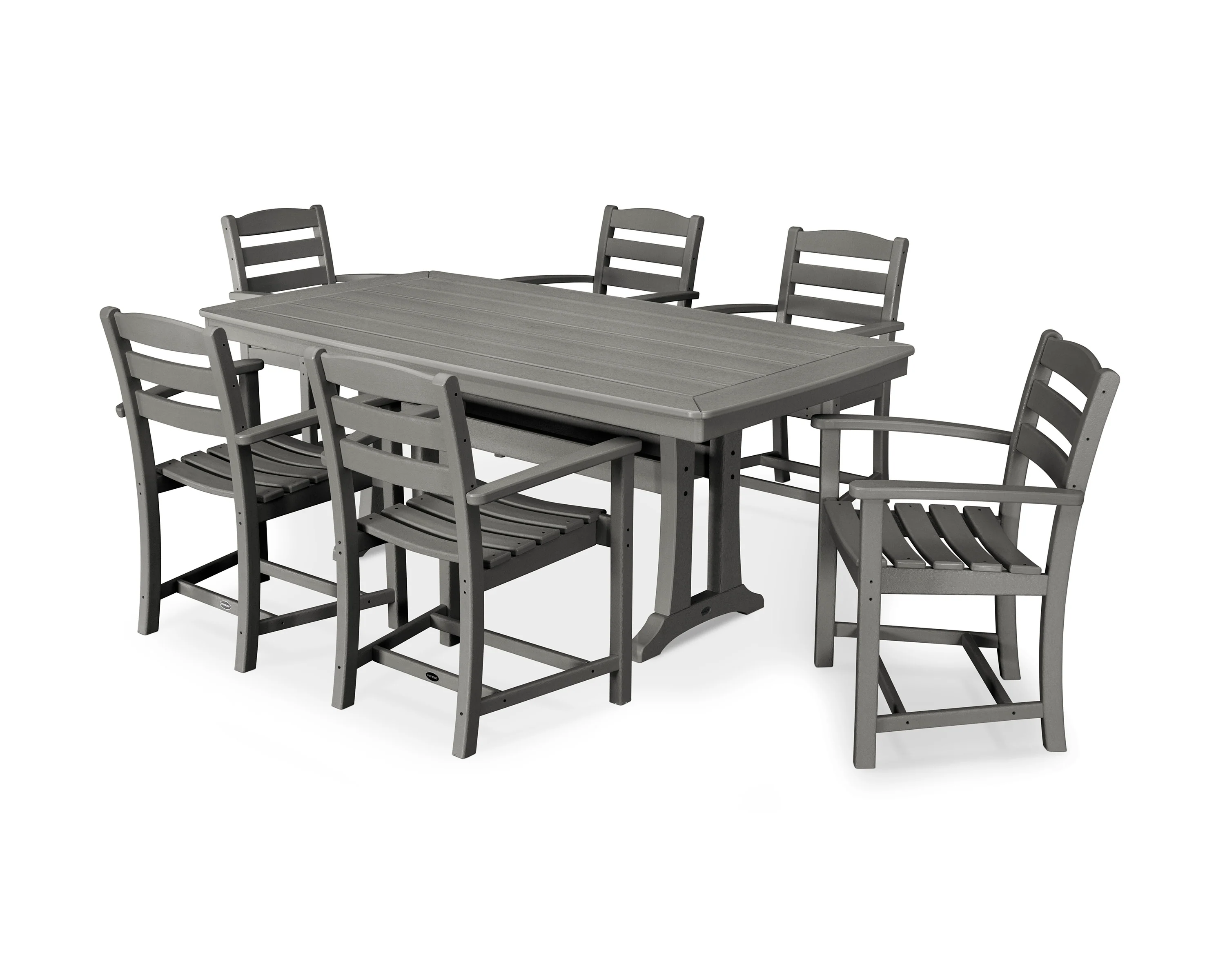 La Casa Café 7-Piece Arm Chair Dining Set with Trestle Legs
