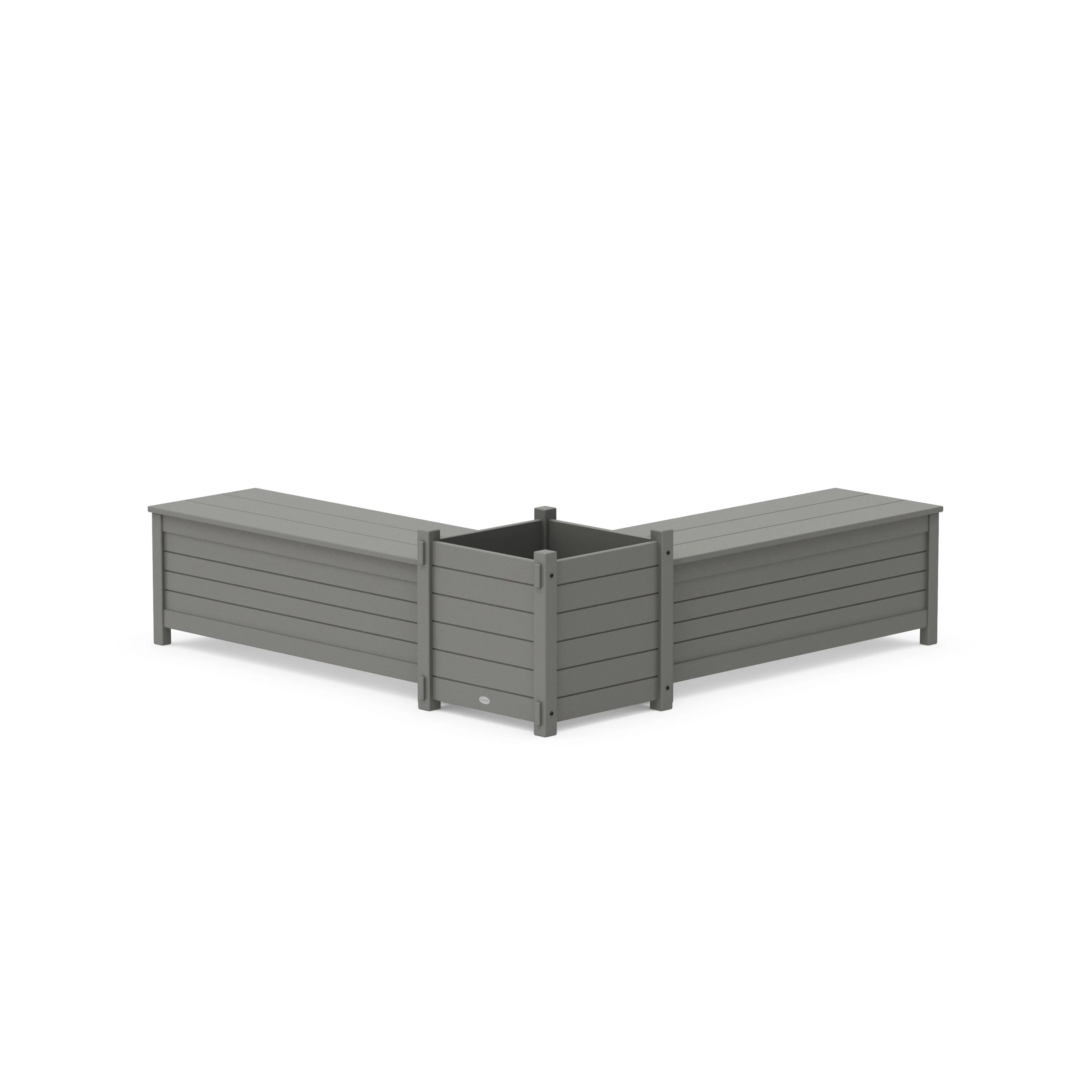 48 Nautical L- Shaped Planter Storage Bench Set- Large