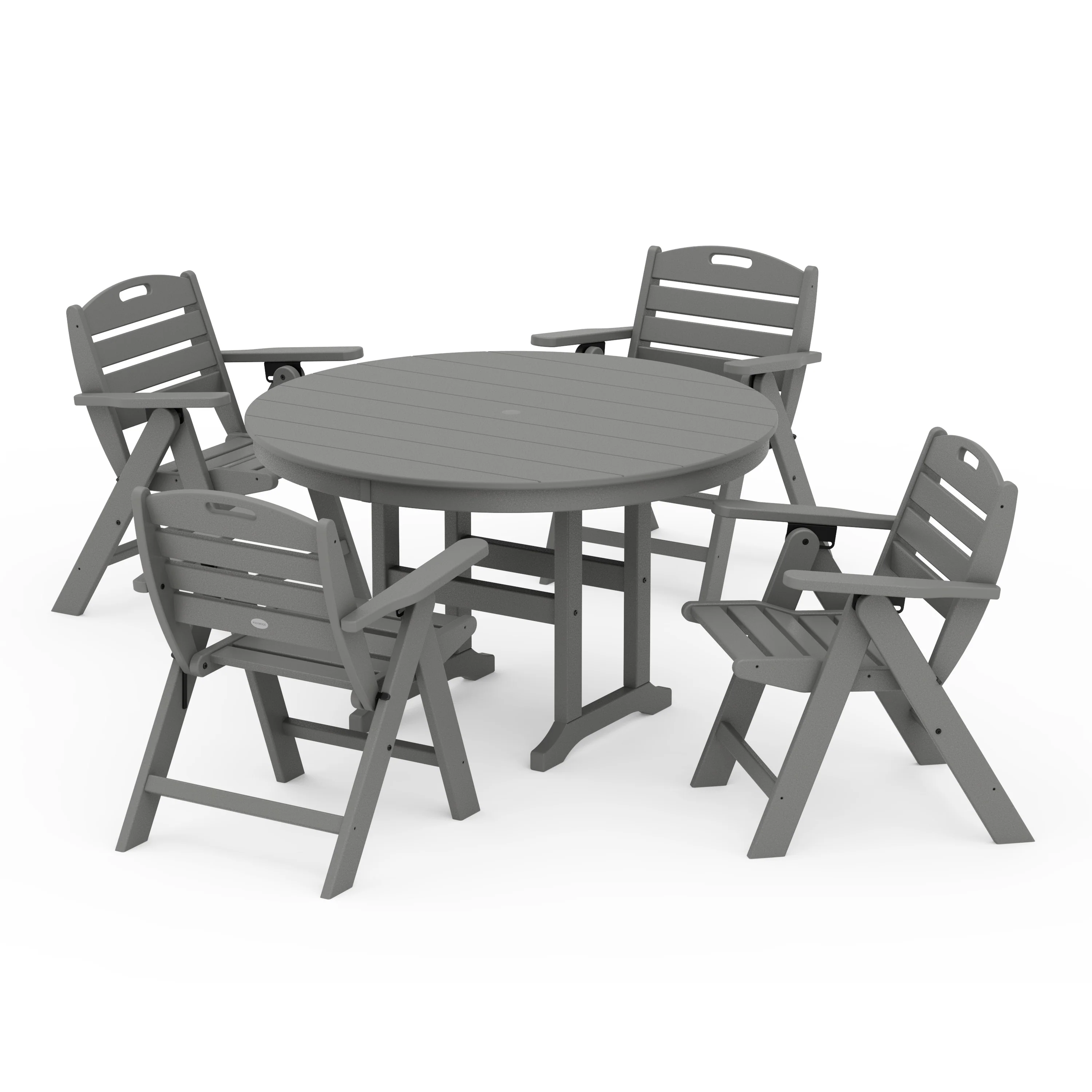 Nautical Folding Lowback Chair 5-Piece Round Farmhouse Dining Set