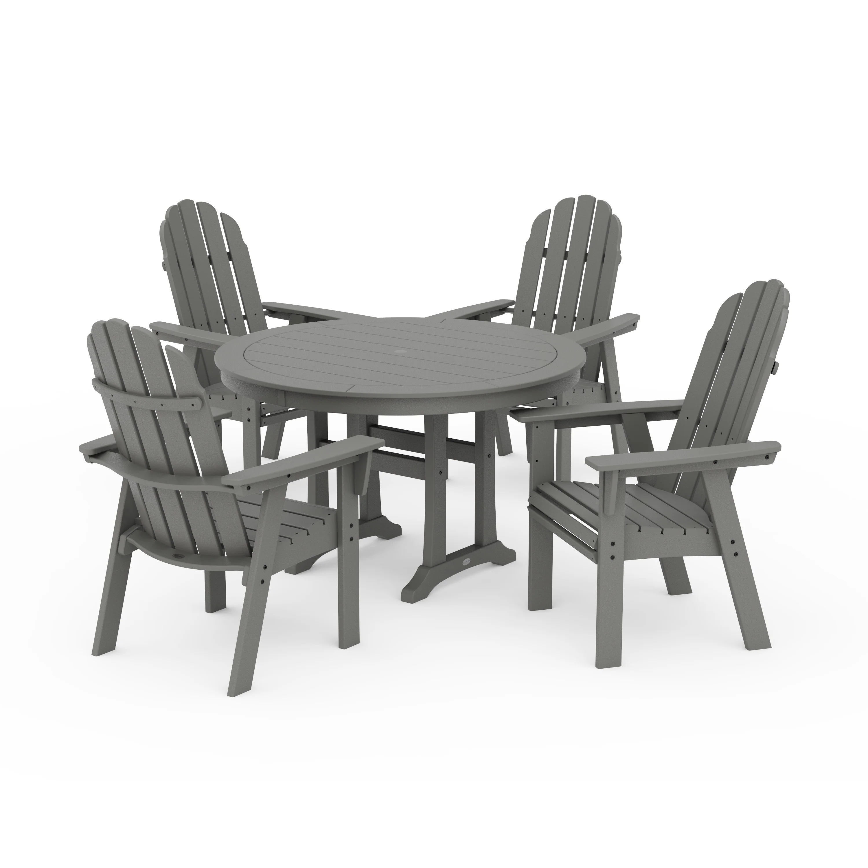 Vineyard Curveback Adirondack 5-Piece Nautical Trestle Dining Set